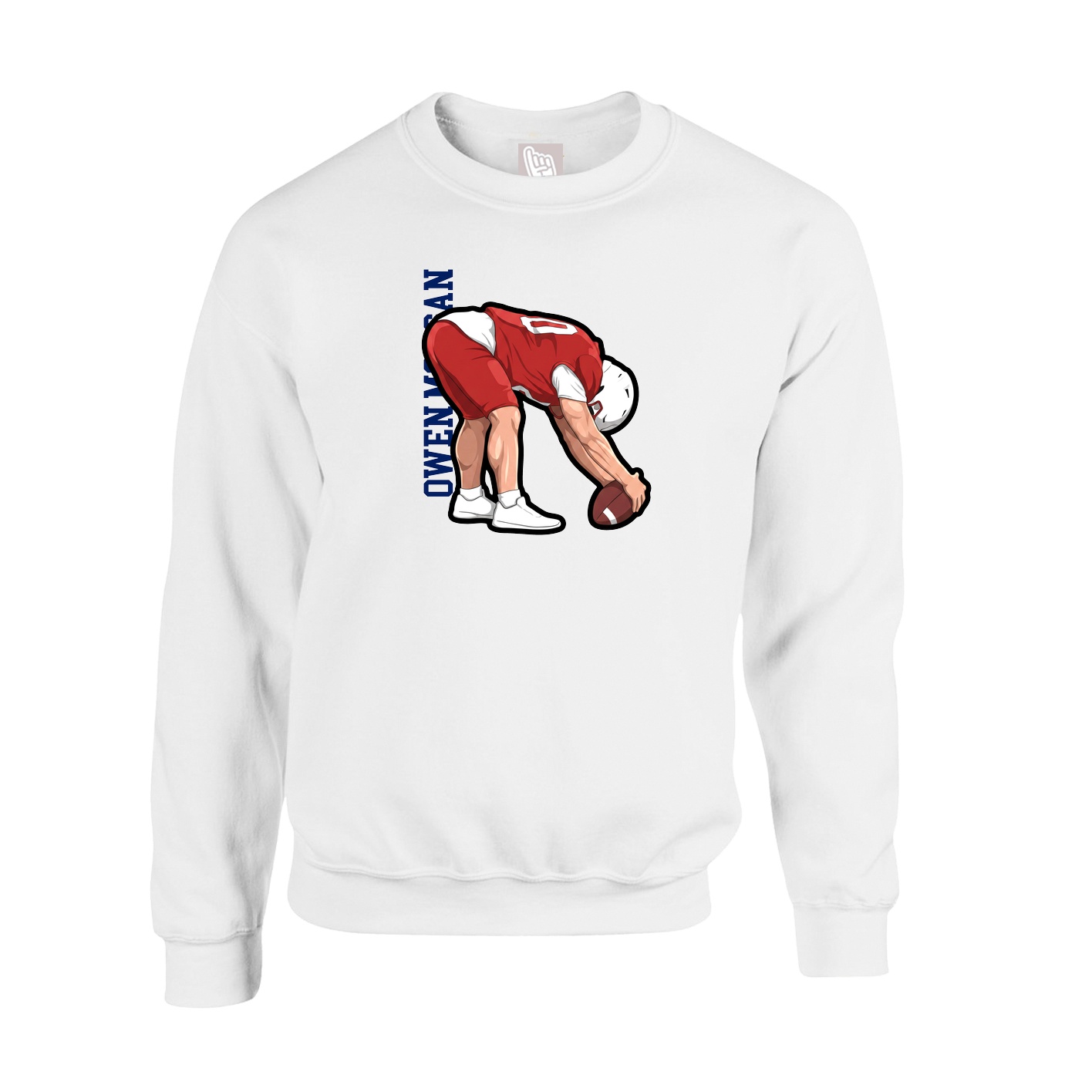 Fleece Crew — Name Vertical in White