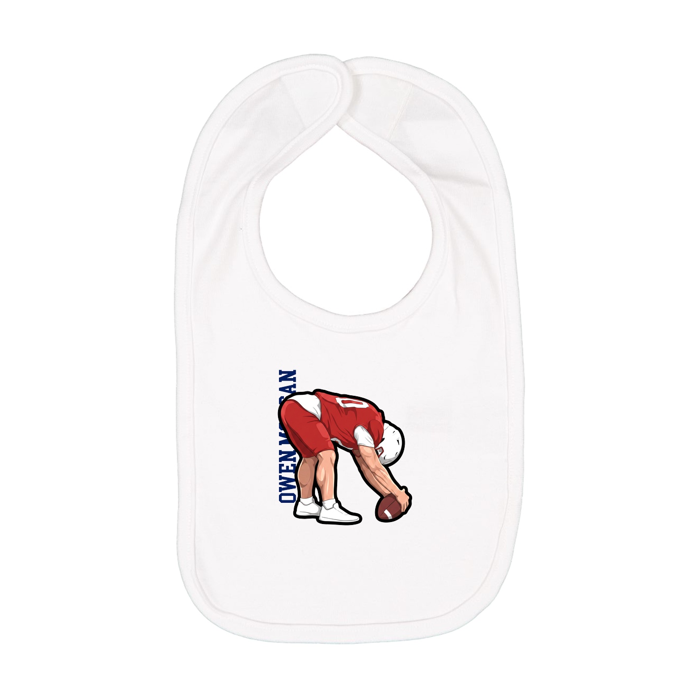 Infant Bib — Name Vertical in White