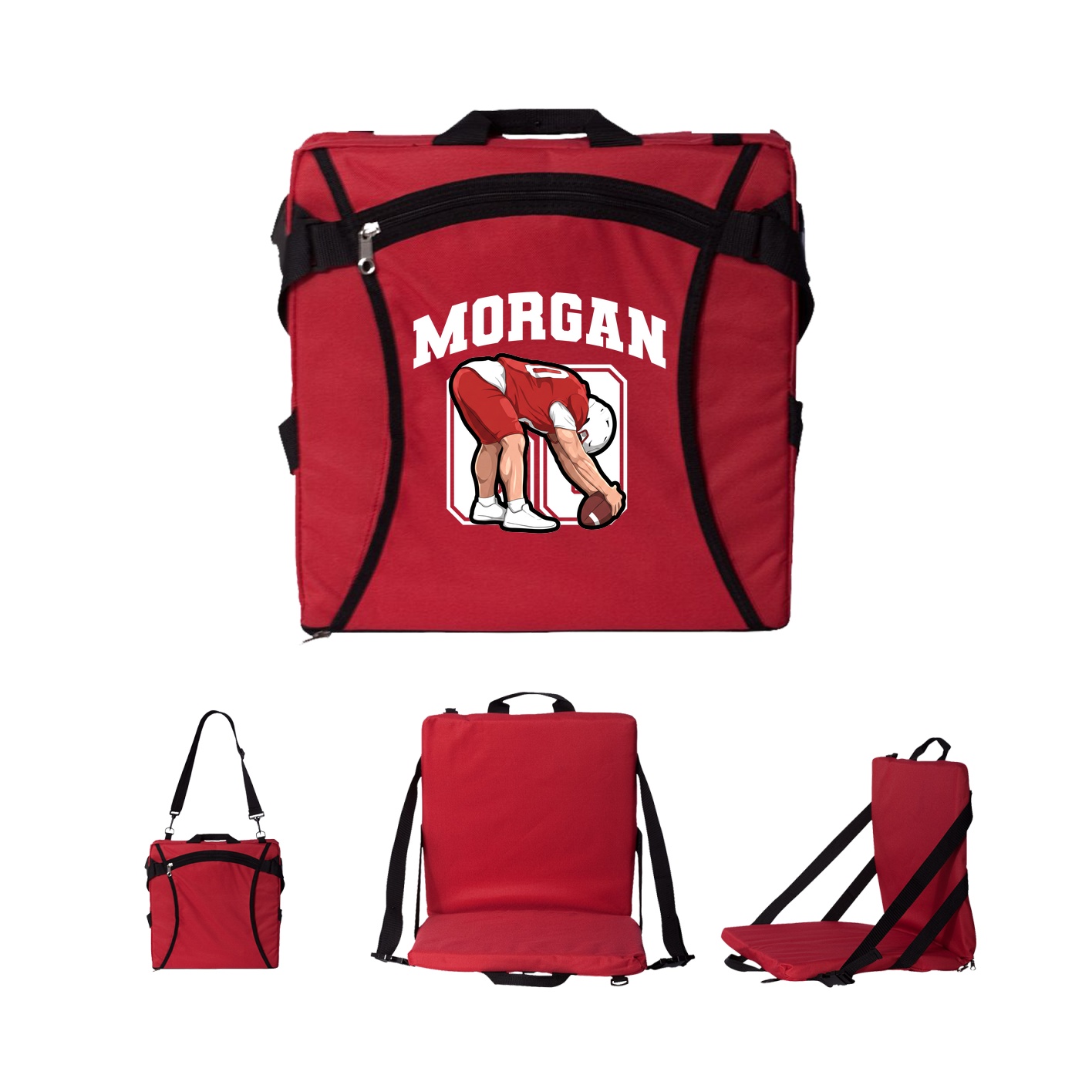 Folding Stadium Seat — Number in Red