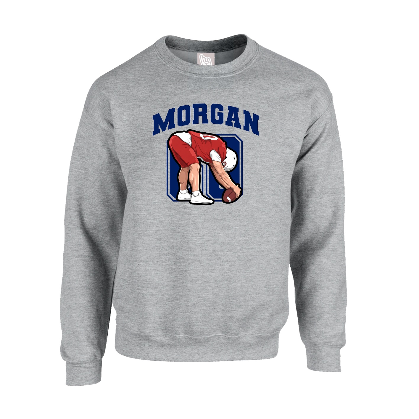 Fleece Crew — Number in Grey