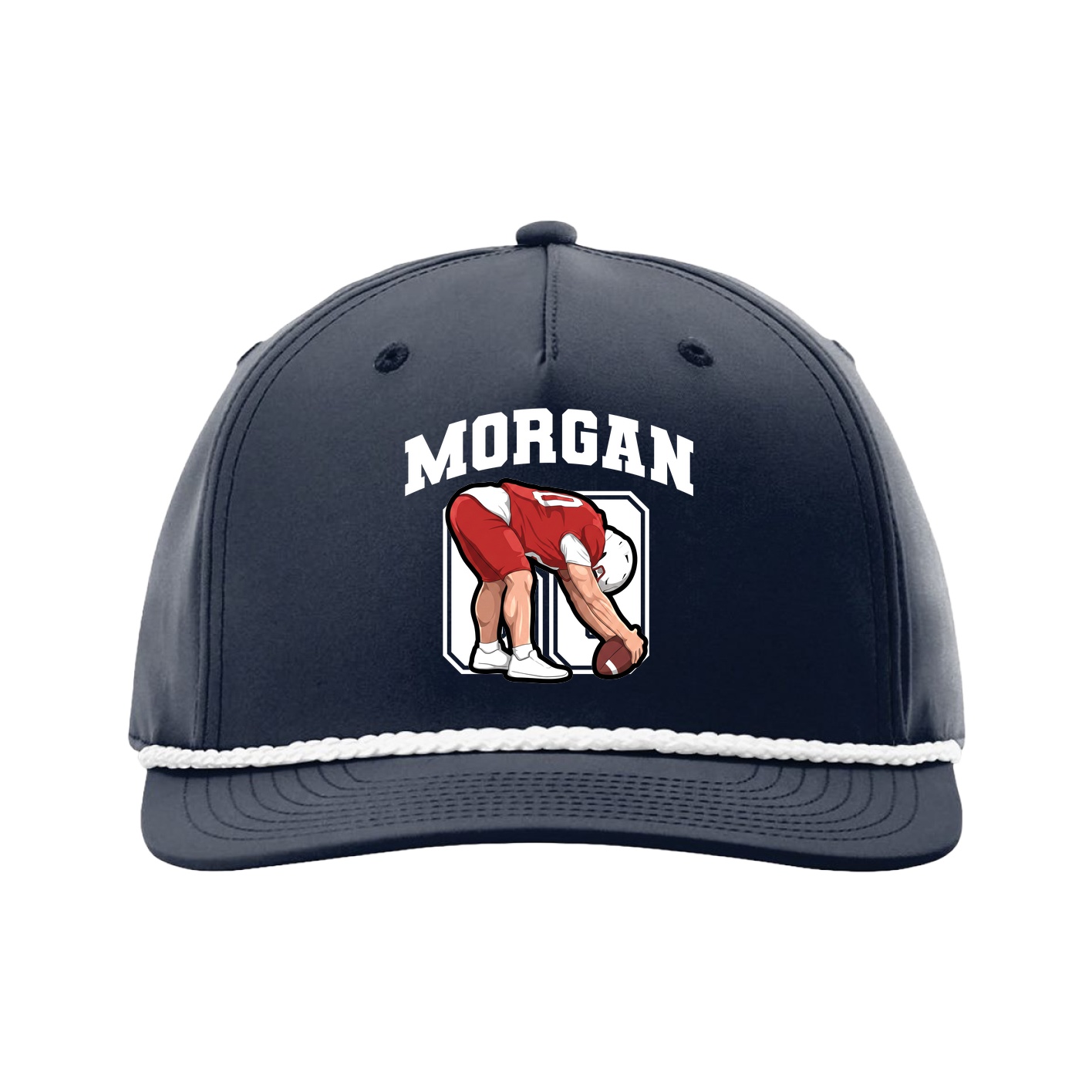 Five-Panel Classic Rope Cap — Number in Navy
