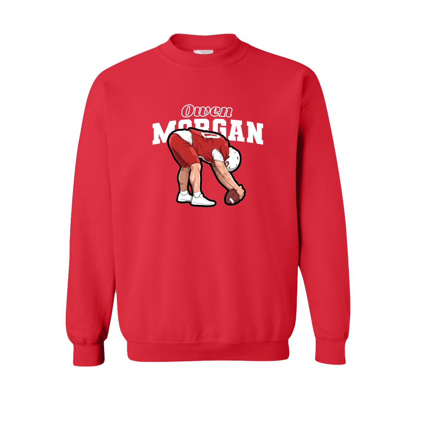 Fleece Crew — Name Arch in Red