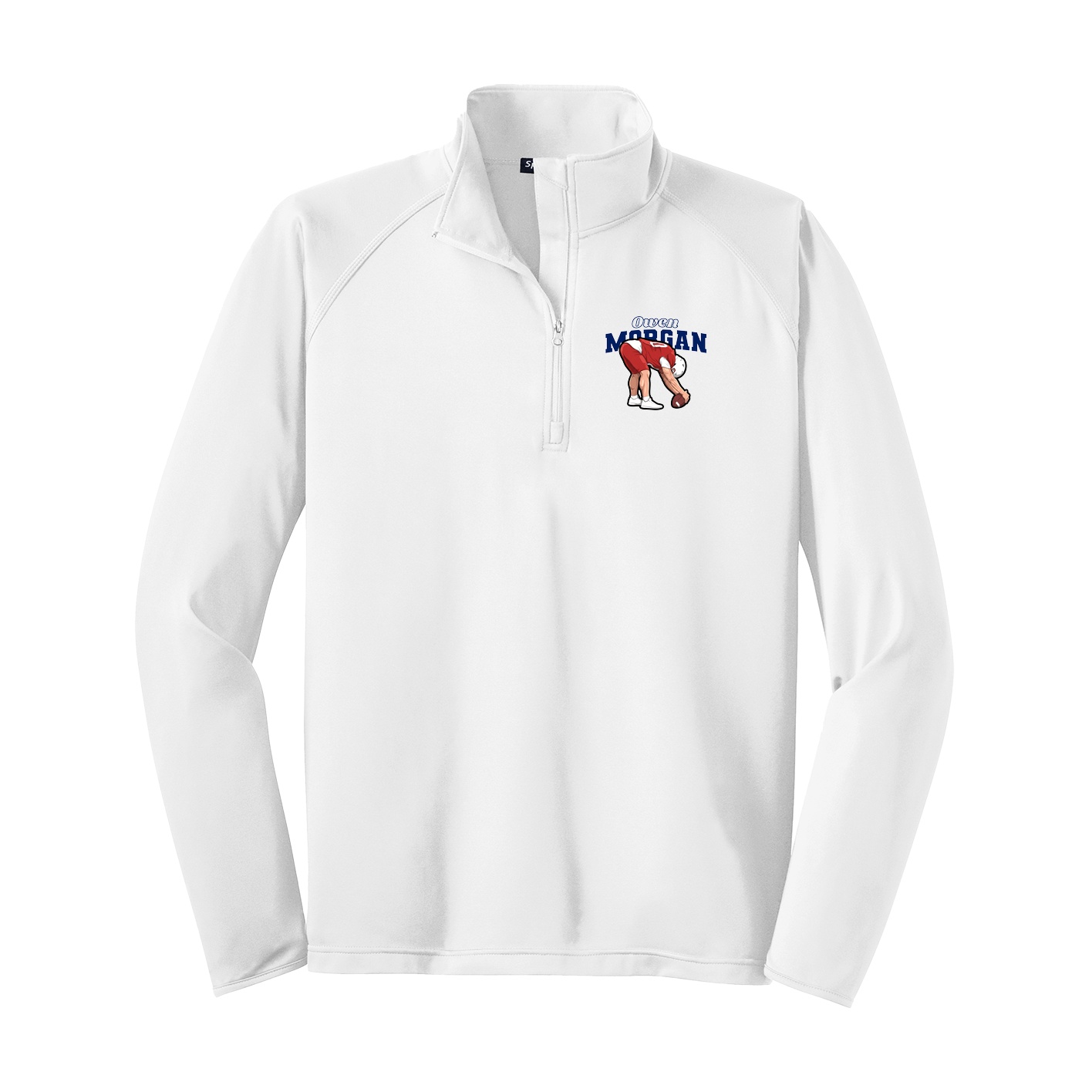 Q-Zip Pullover — Name Arch in White