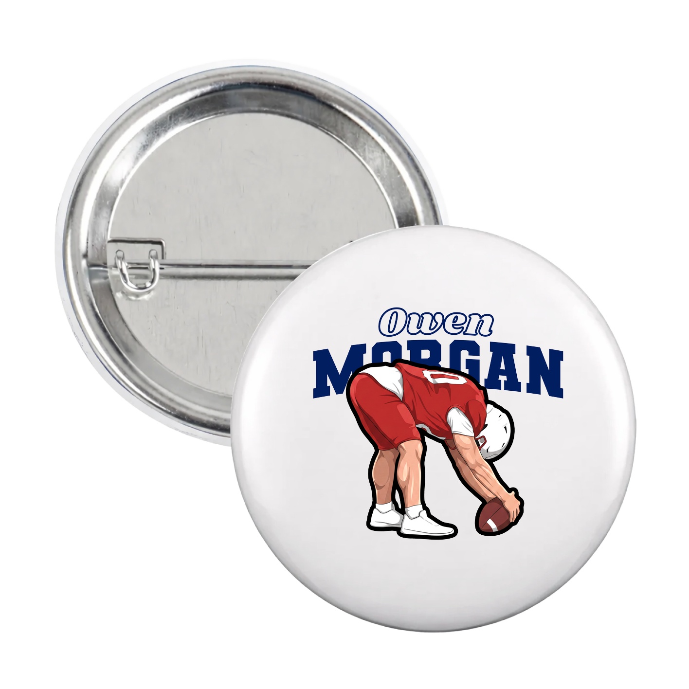 Game Day Button — Name Arch in White