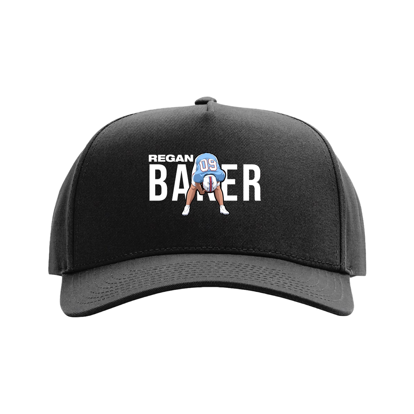 Full Fabric Five-Panel Champ Cap — Player Name in Black