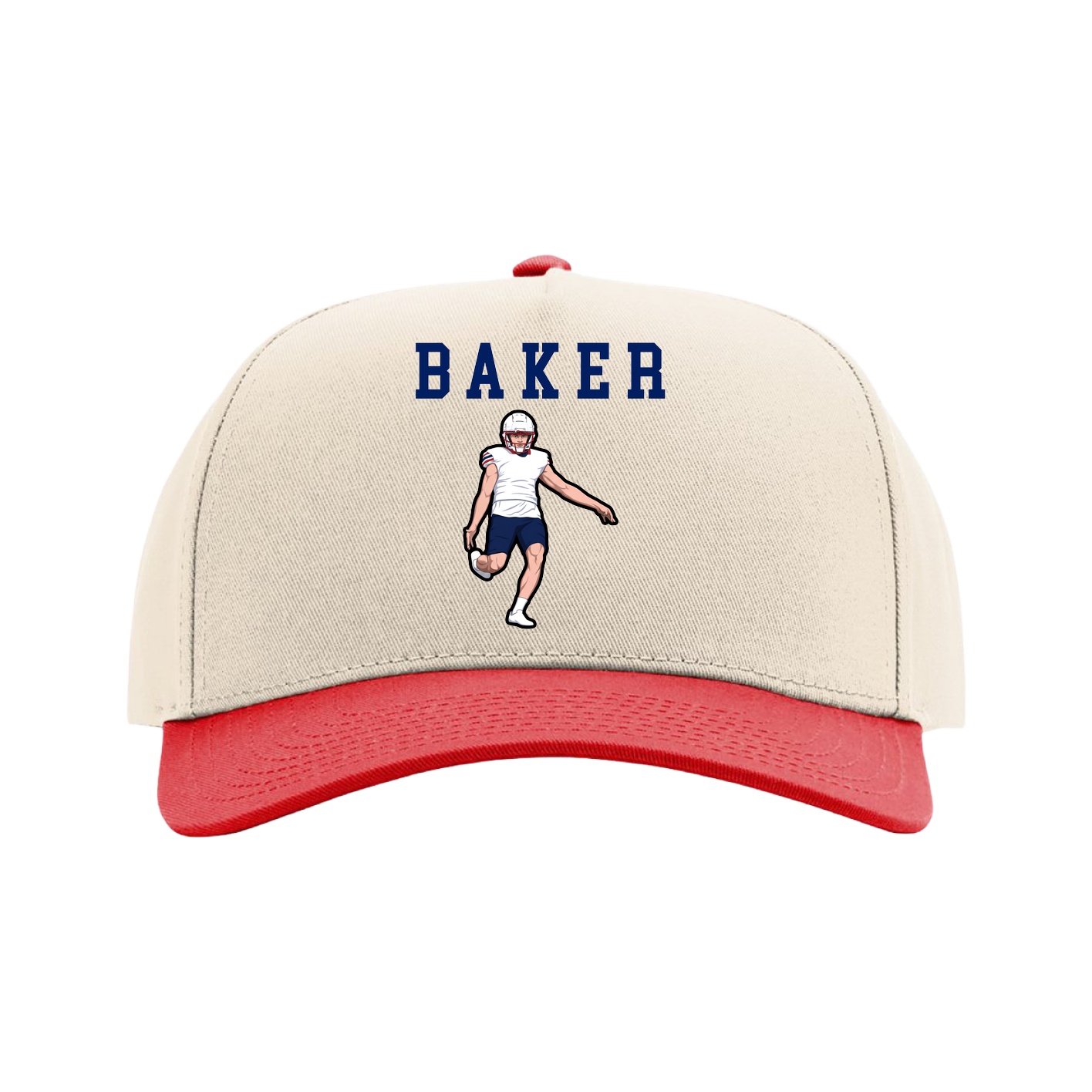 Full Fabric Five-Panel Champ Cap — Shirsey in Cream/Red
