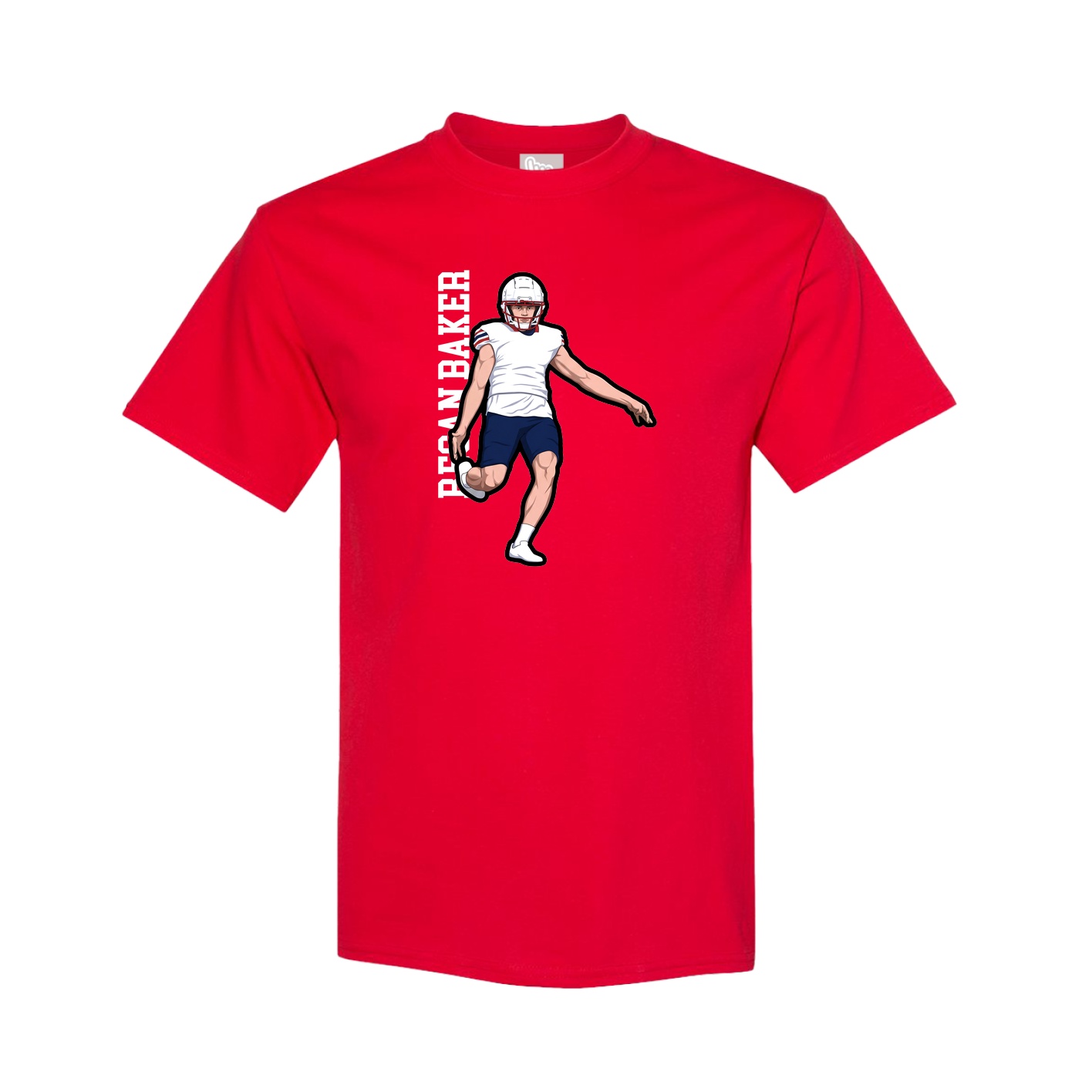 Tee — Name Vertical in Red