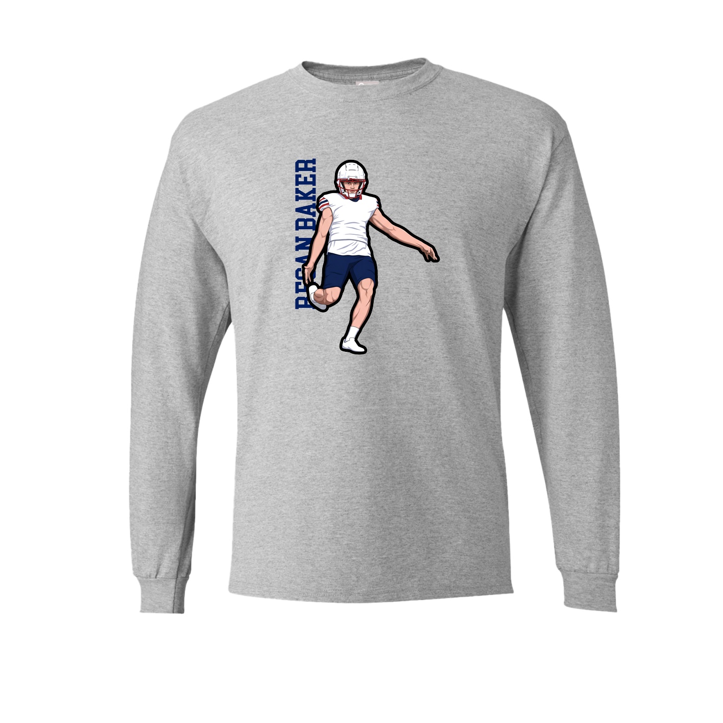 Long Sleeve Tee — Name Vertical in Grey