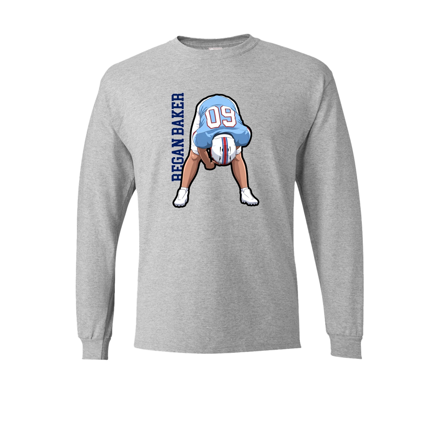 Long Sleeve Tee — Name Vertical in Grey