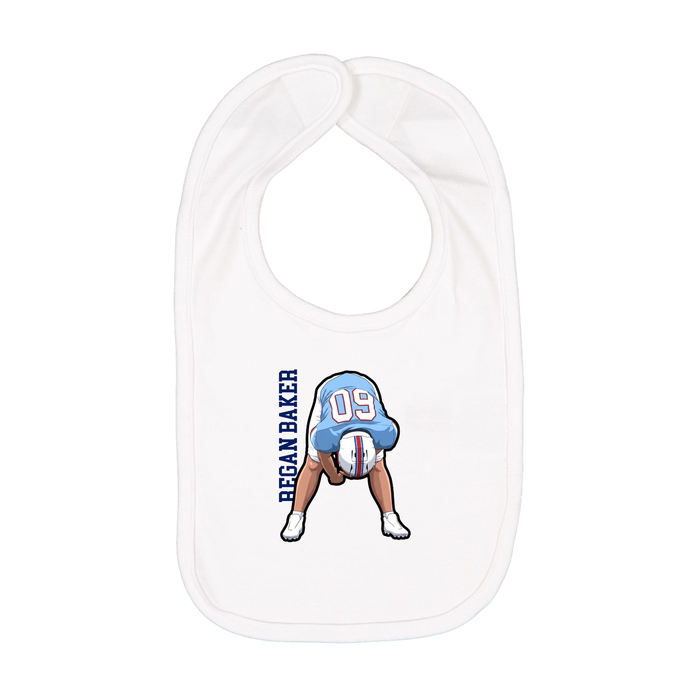 Infant Bib — Name Vertical in White
