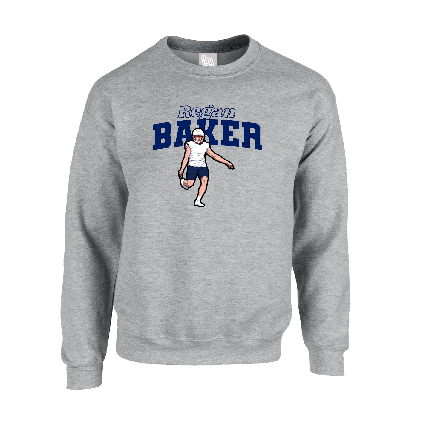 Fleece Crew — Name Arch in Grey