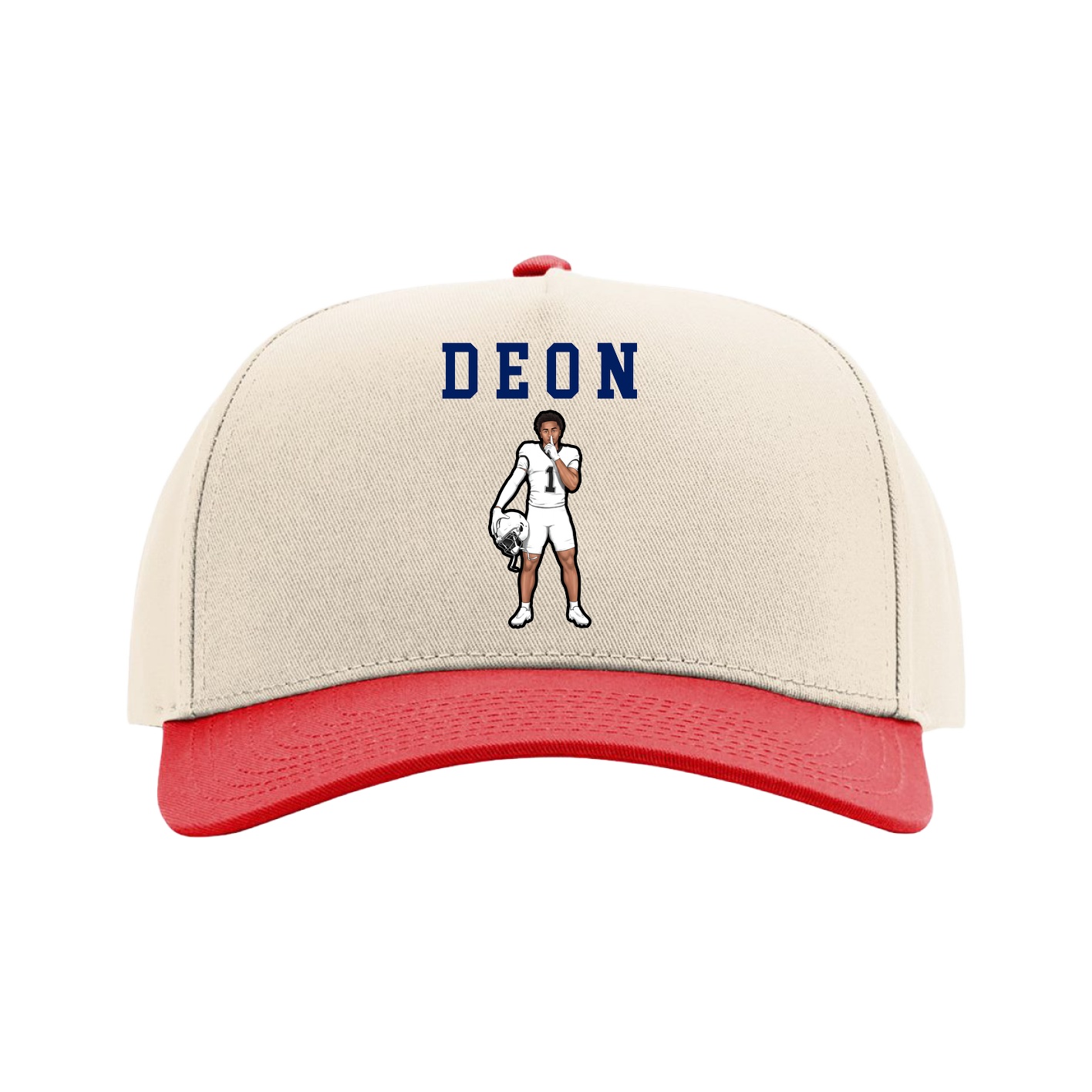 Full Fabric Five-Panel Champ Cap — Shirsey in Cream/Red
