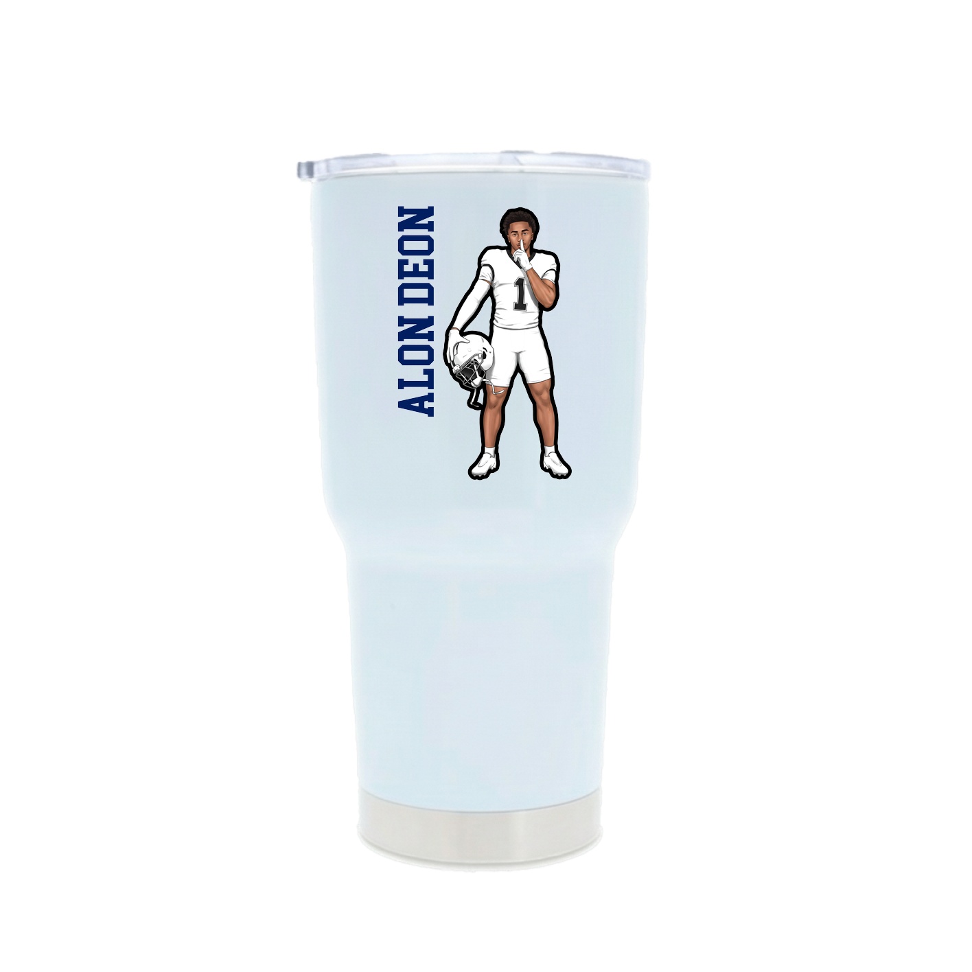 30oz Stainless Steel Tumbler — Name Vertical in White
