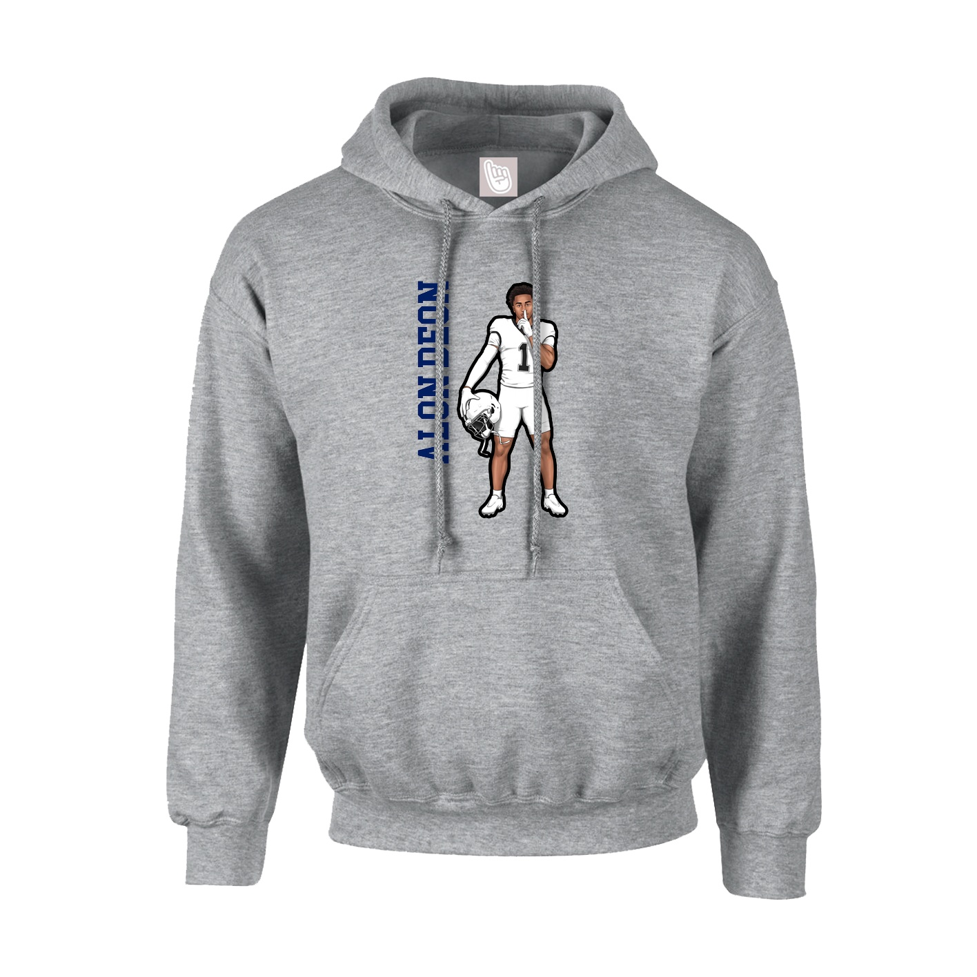 Hoodie — Name Vertical in Grey