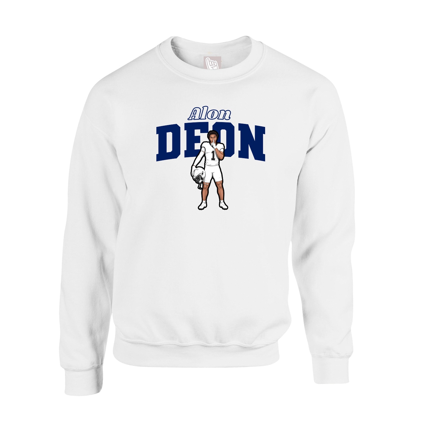 Fleece Crew — Name Arch in White