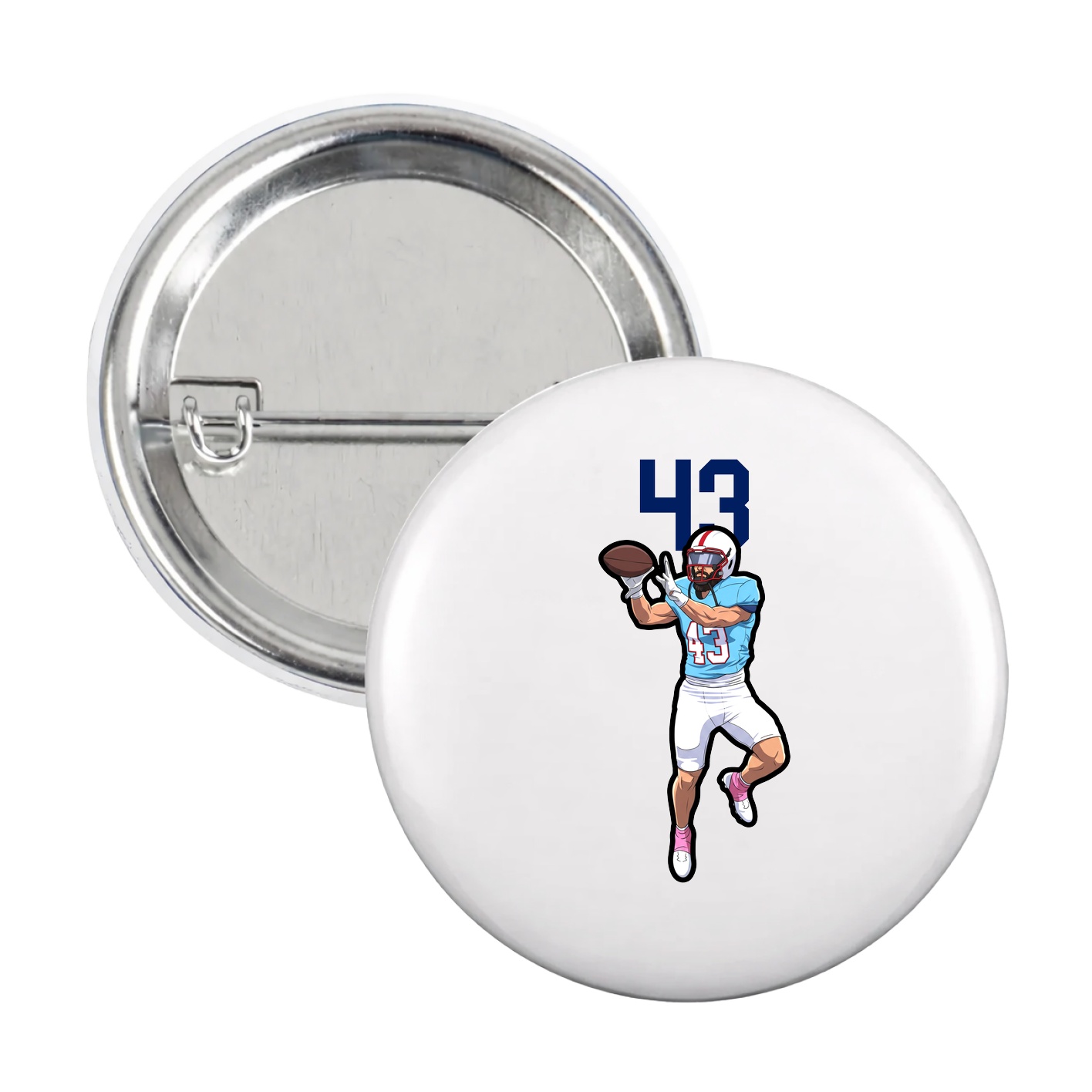 Game Day Button — Number Top in White