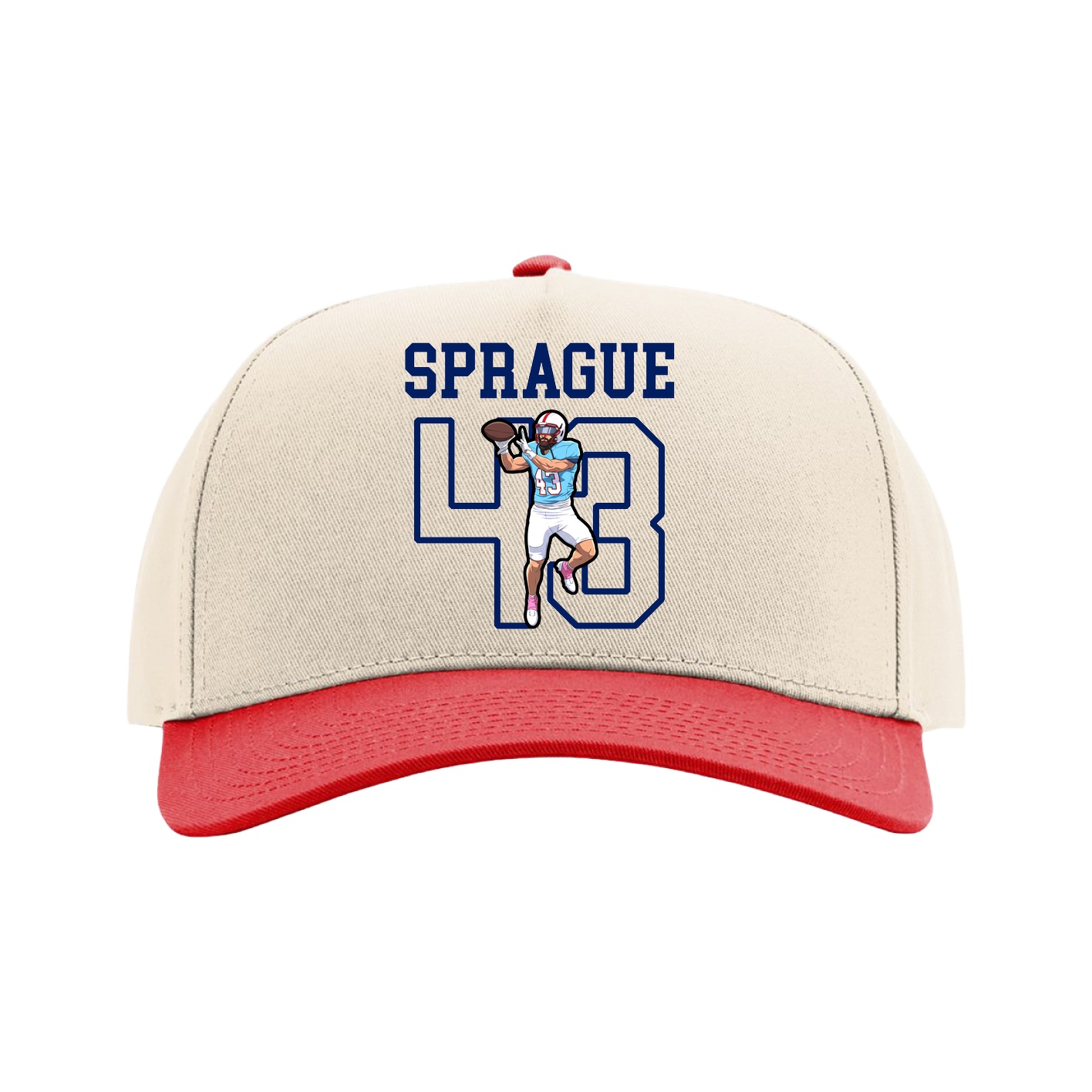 Full Fabric Five-Panel Champ Cap — Shirsey in Cream/Red