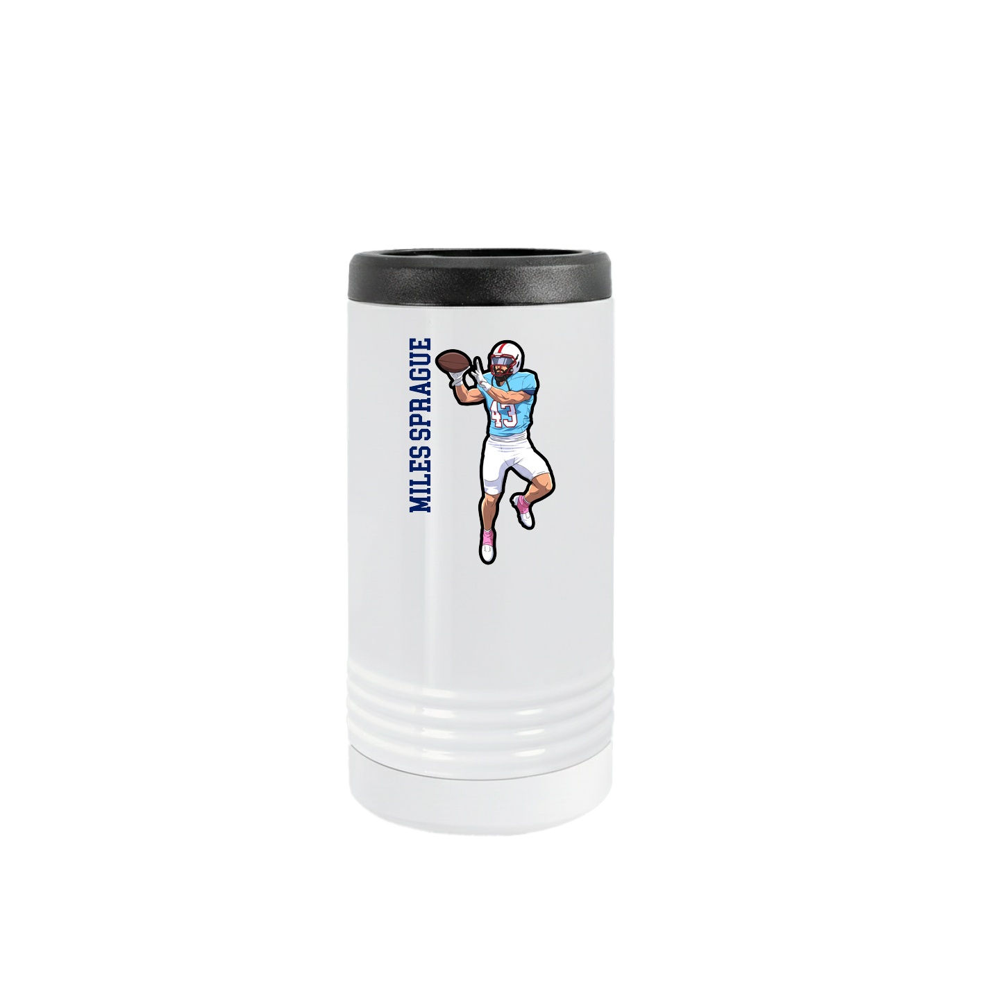 Slim Beverage Holder — Name Vertical in White