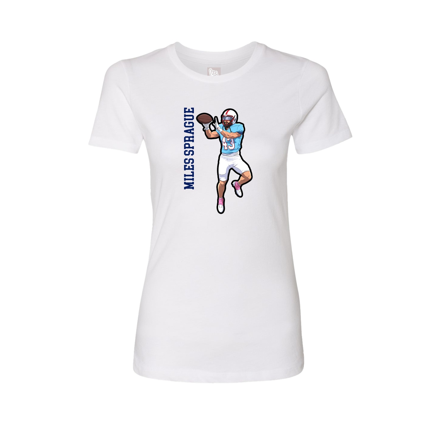 Fitted Women's Tee — Name Vertical in White