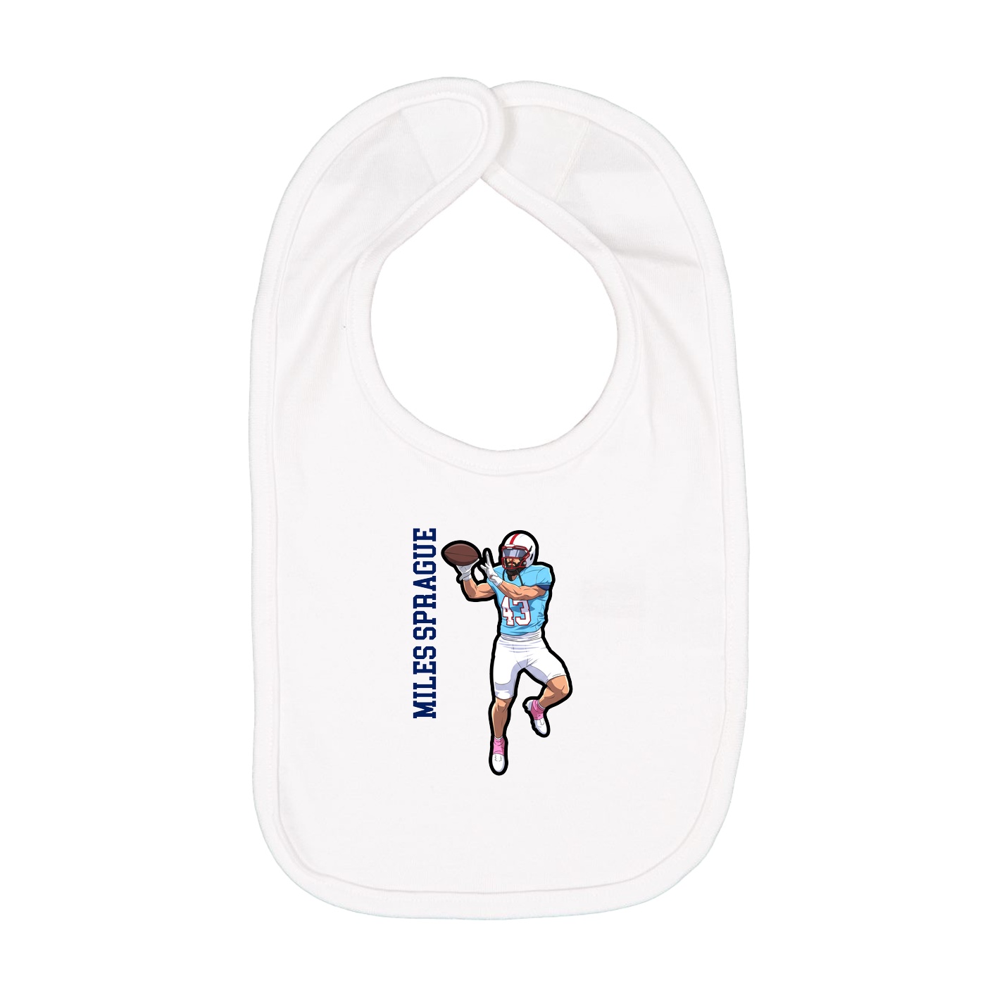 Infant Bib — Name Vertical in White