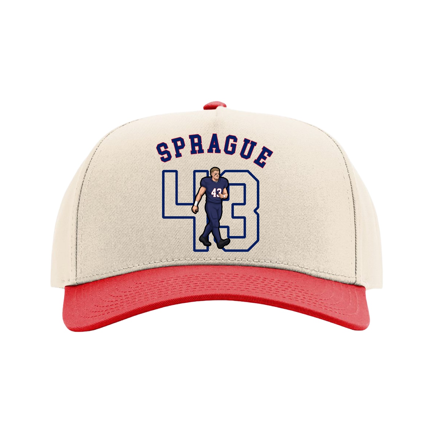 Full Fabric Five-Panel Champ Cap — Shirsey Arch in Cream/Red