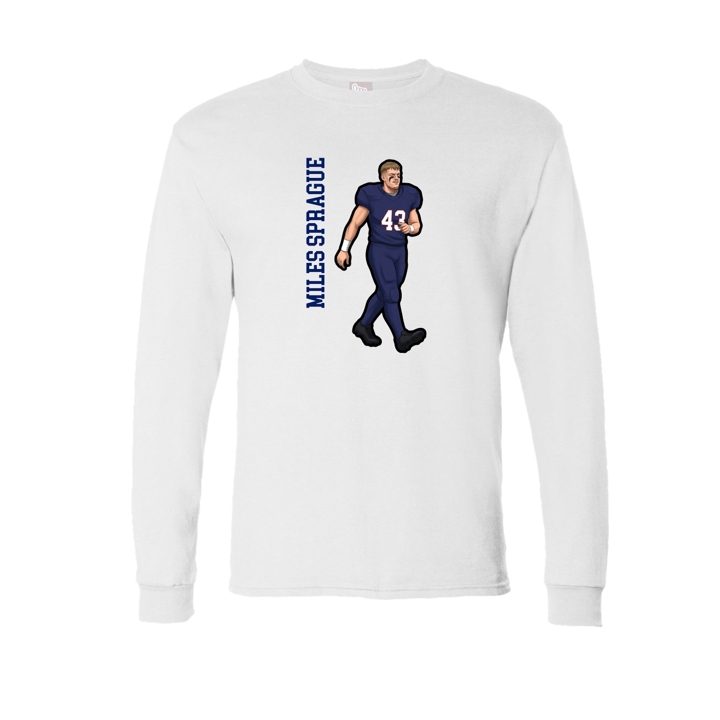 Long Sleeve Tee — Name Vertical in White