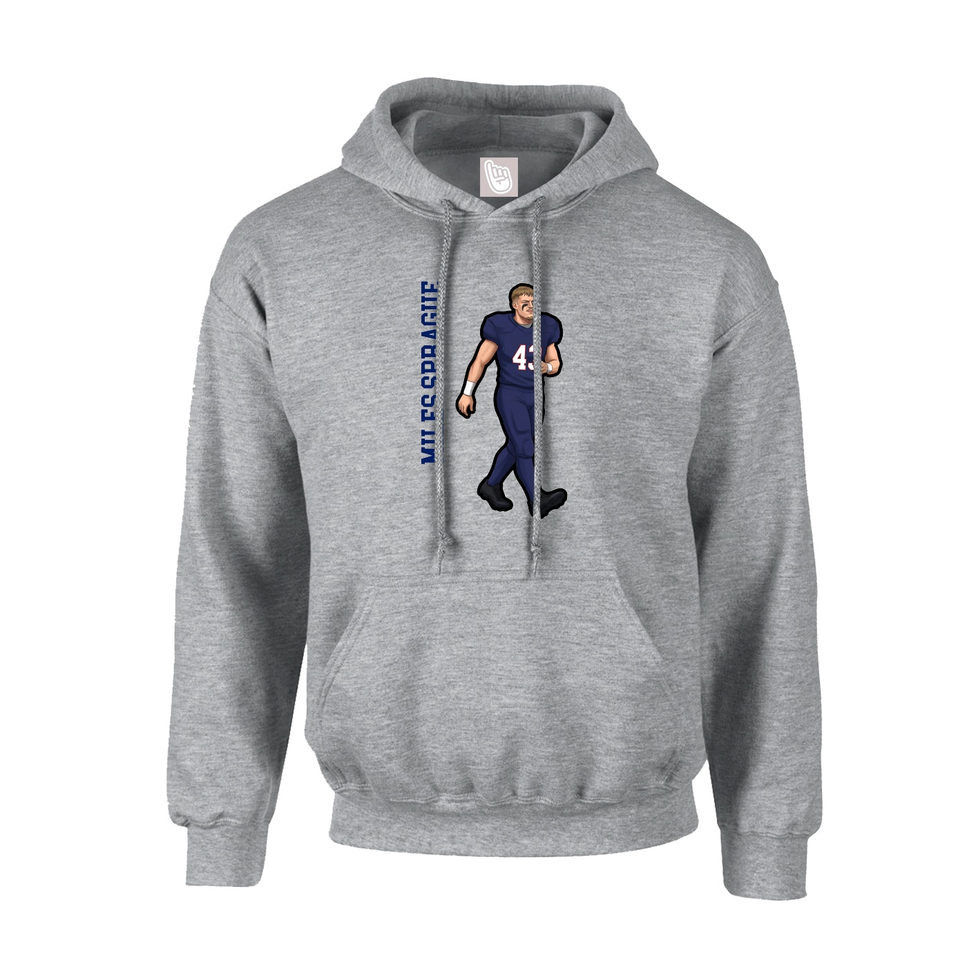 Youth Hoodie — Name Vertical in Grey