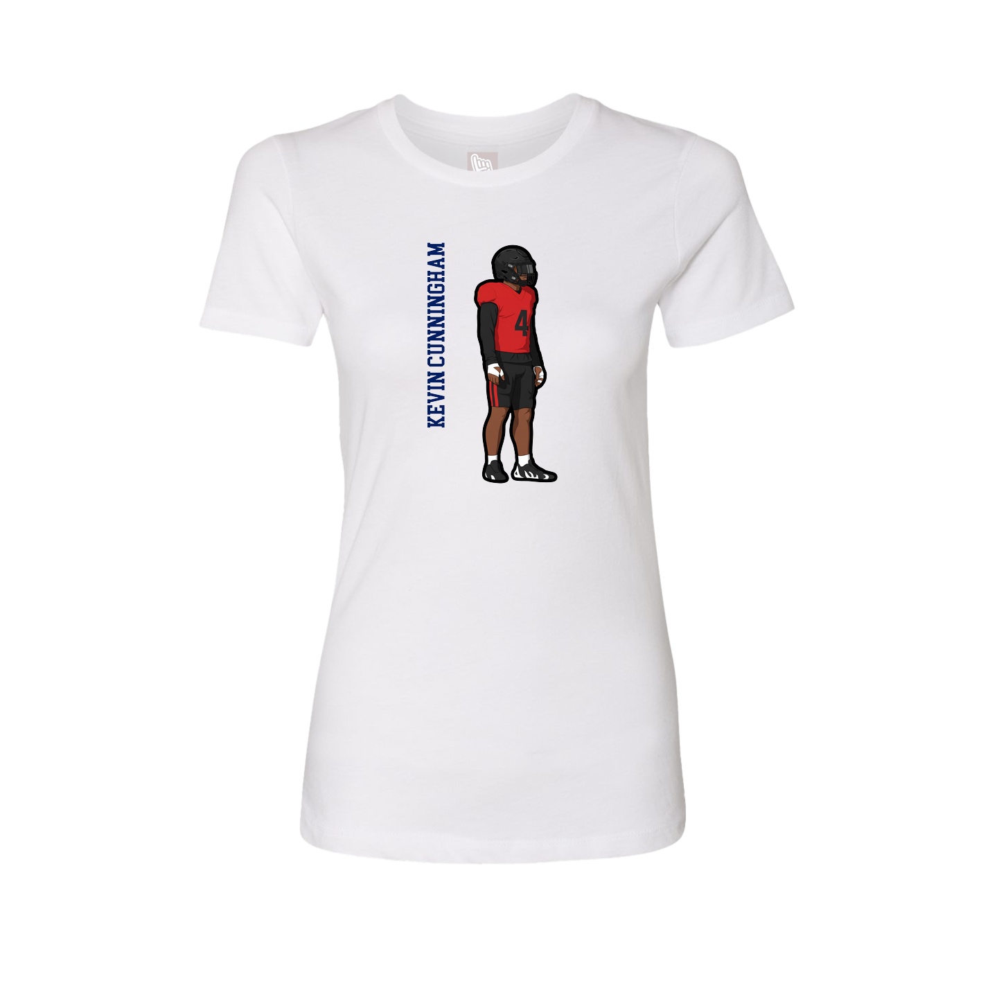 Fitted Women's Tee — Name Vertical in White
