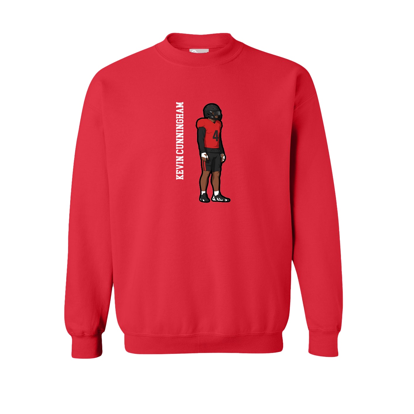 Fleece Crew — Name Vertical in Red