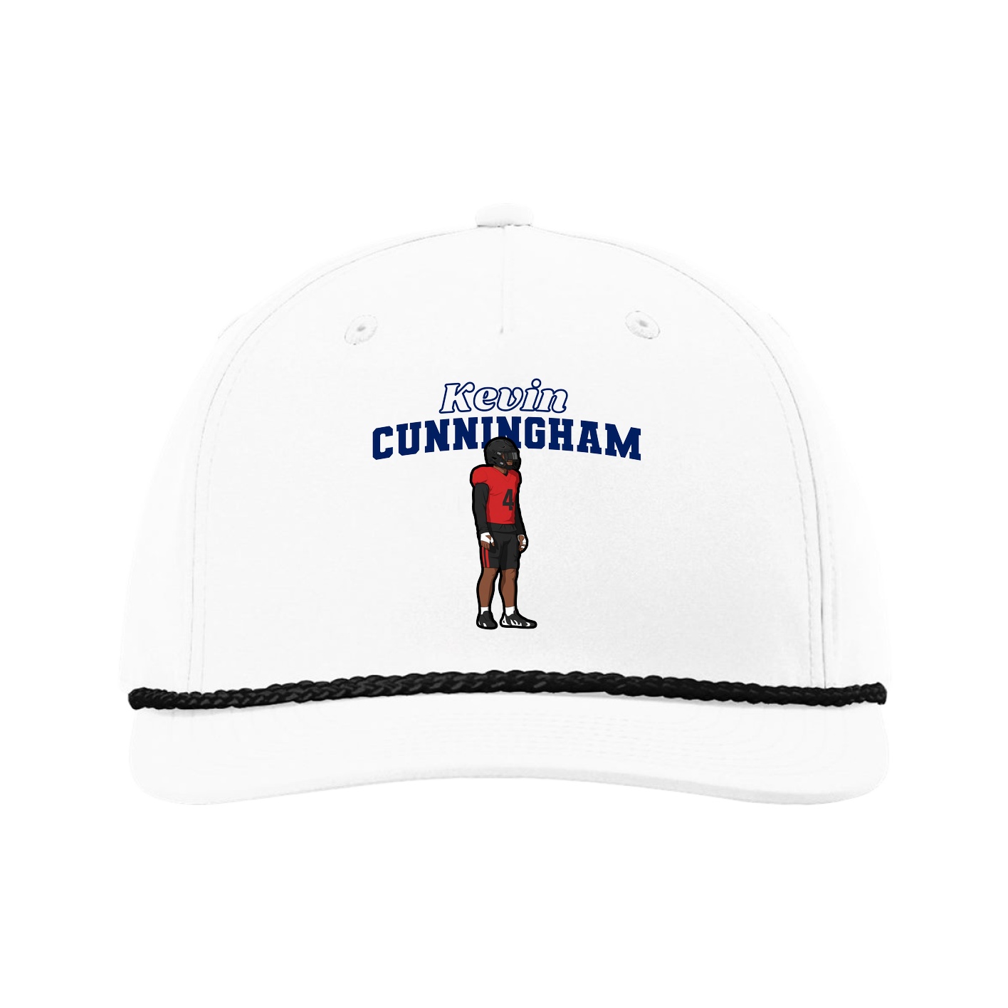 Five-Panel Classic Rope Cap — Name Arch in White