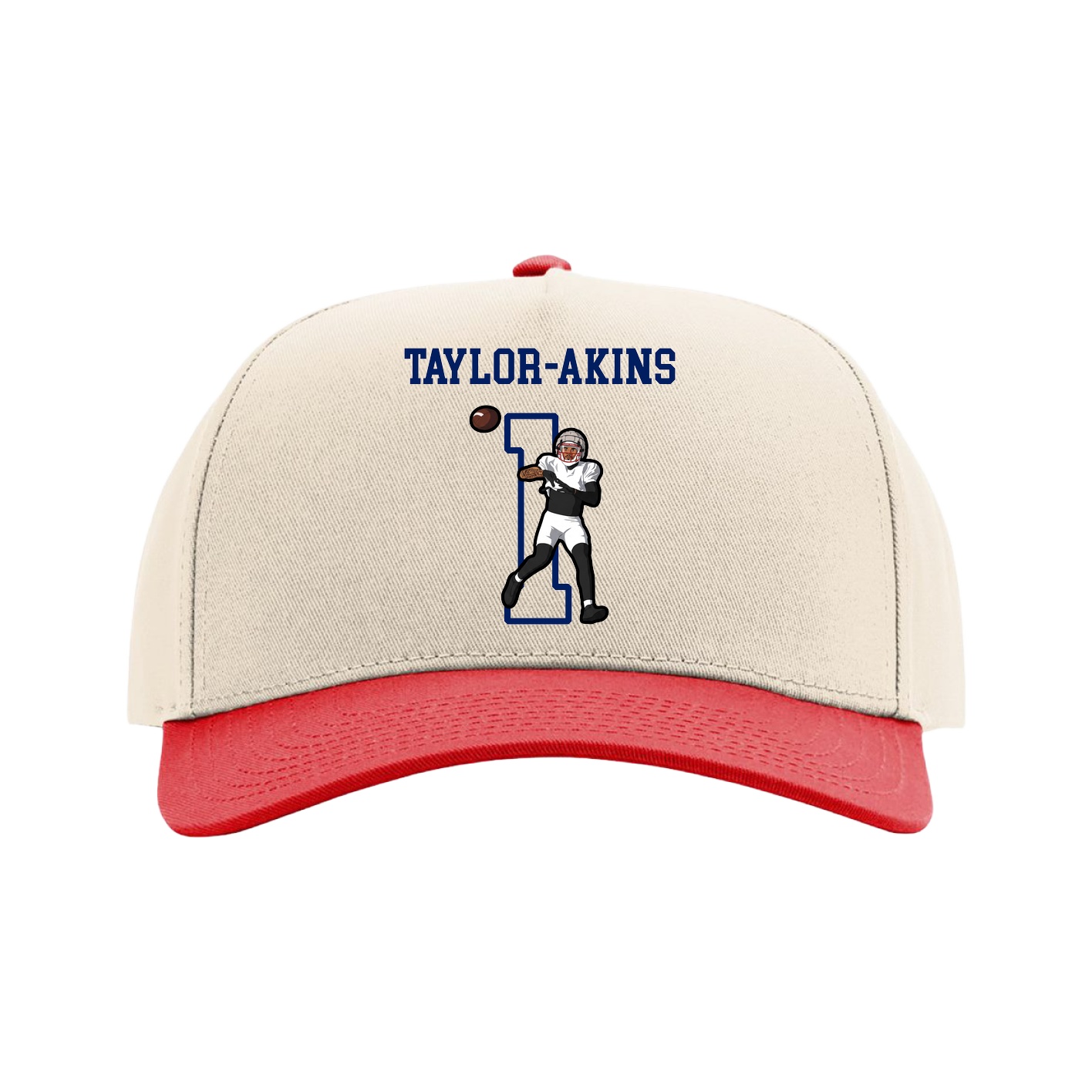 Full Fabric Five-Panel Champ Cap — Shirsey in Cream/Red