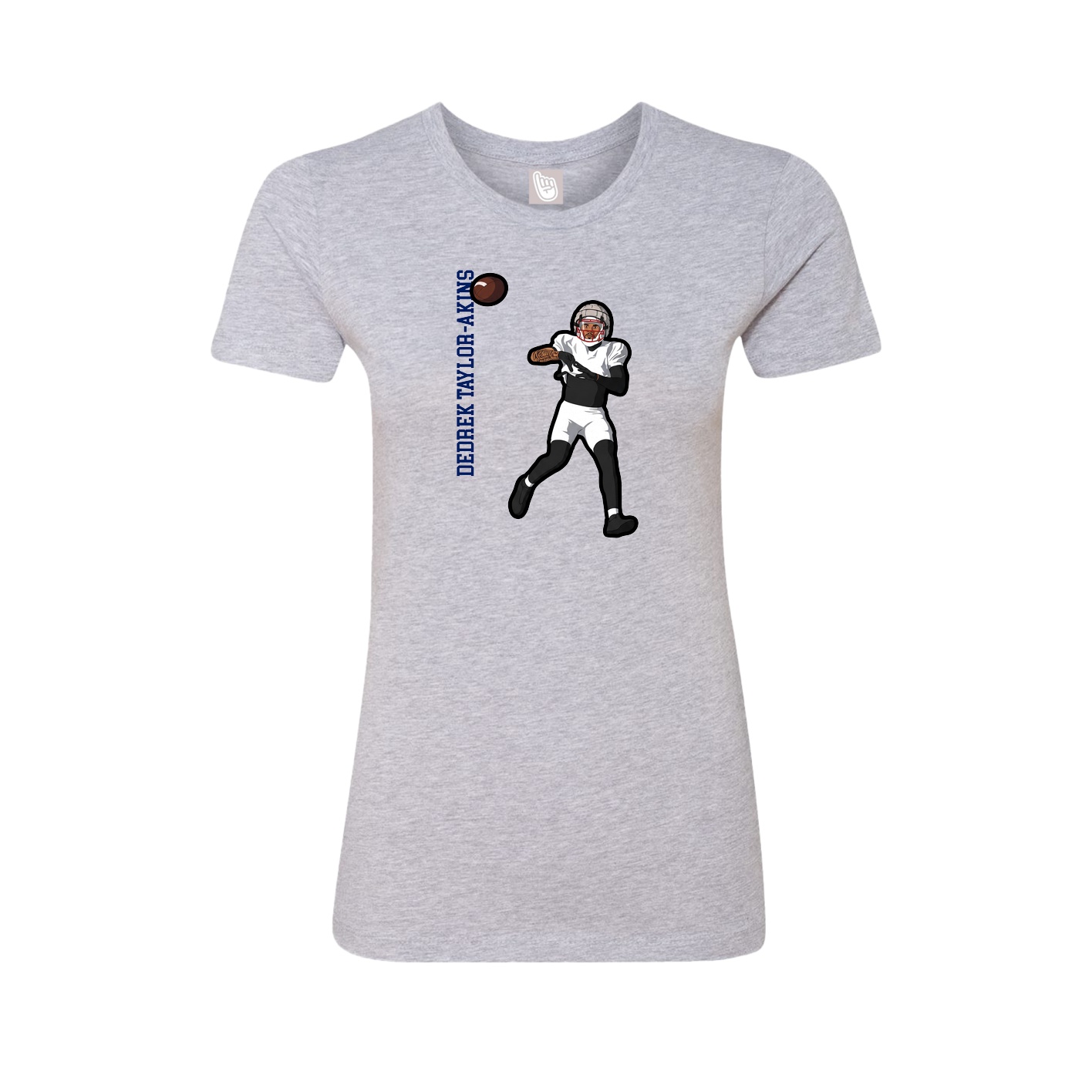 Fitted Women's Tee — Name Vertical in Grey