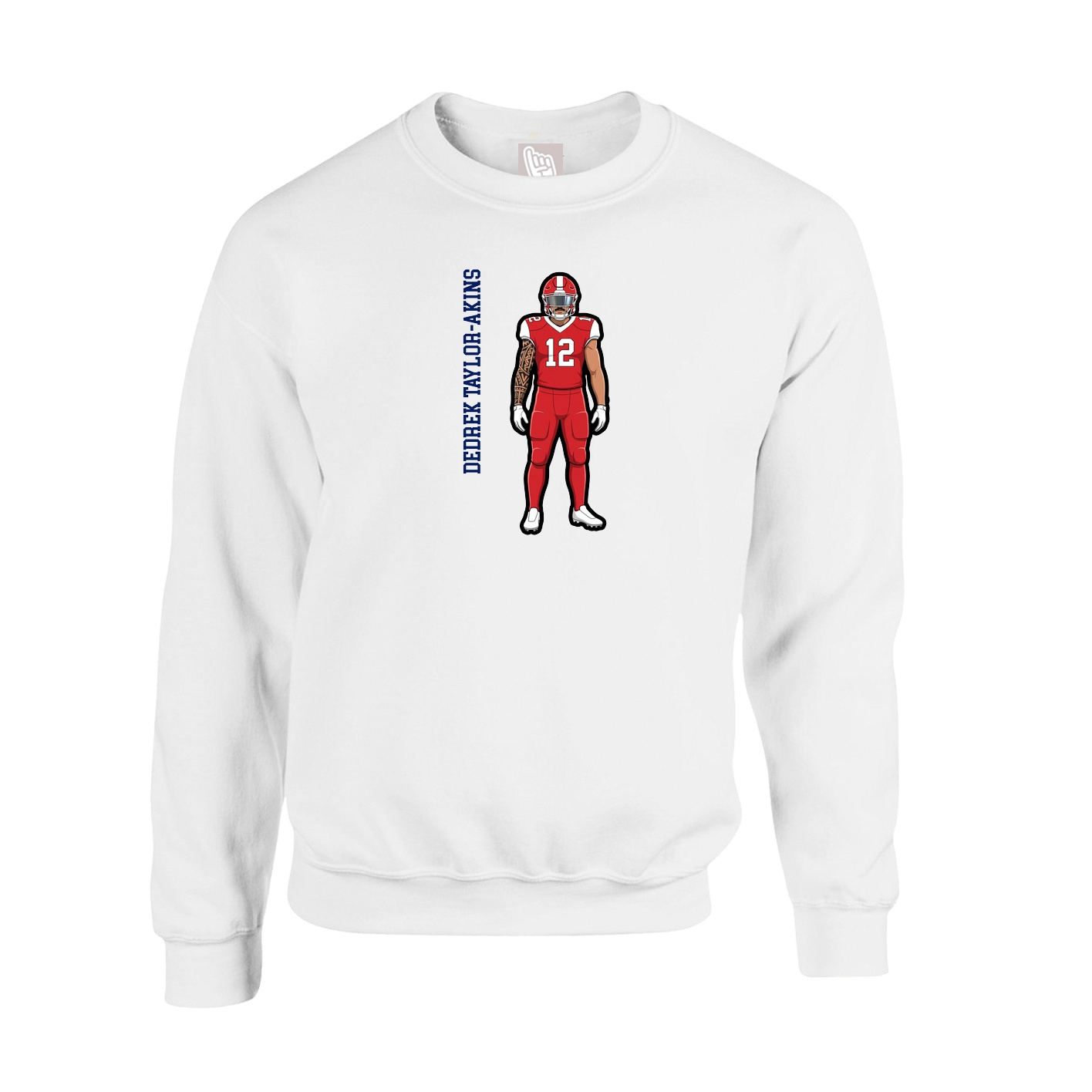 Fleece Crew — Name Vertical in White