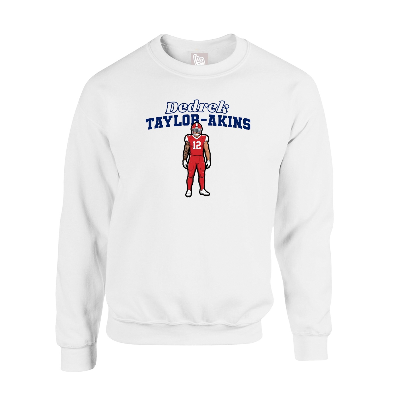 Fleece Crew — Name Arch in White