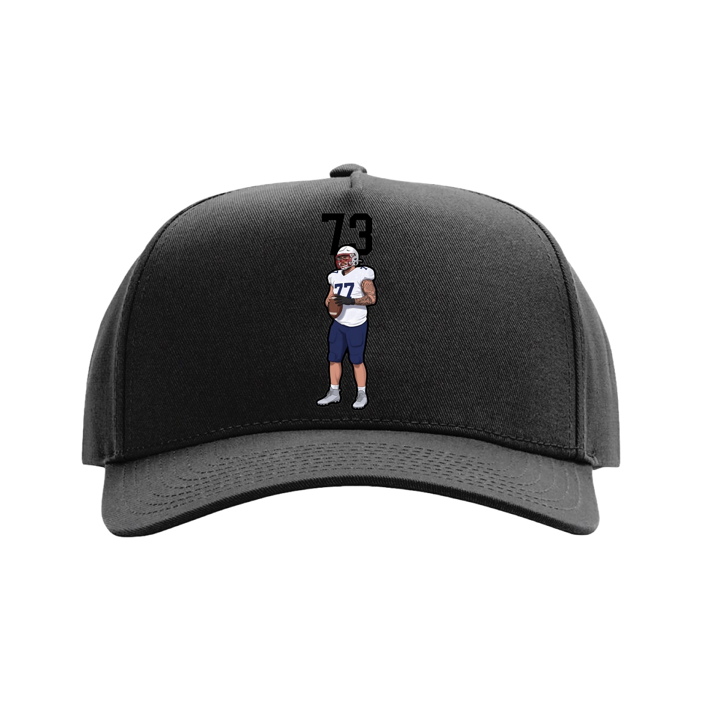 Full Fabric Five-Panel Champ Cap — Number Top in Black
