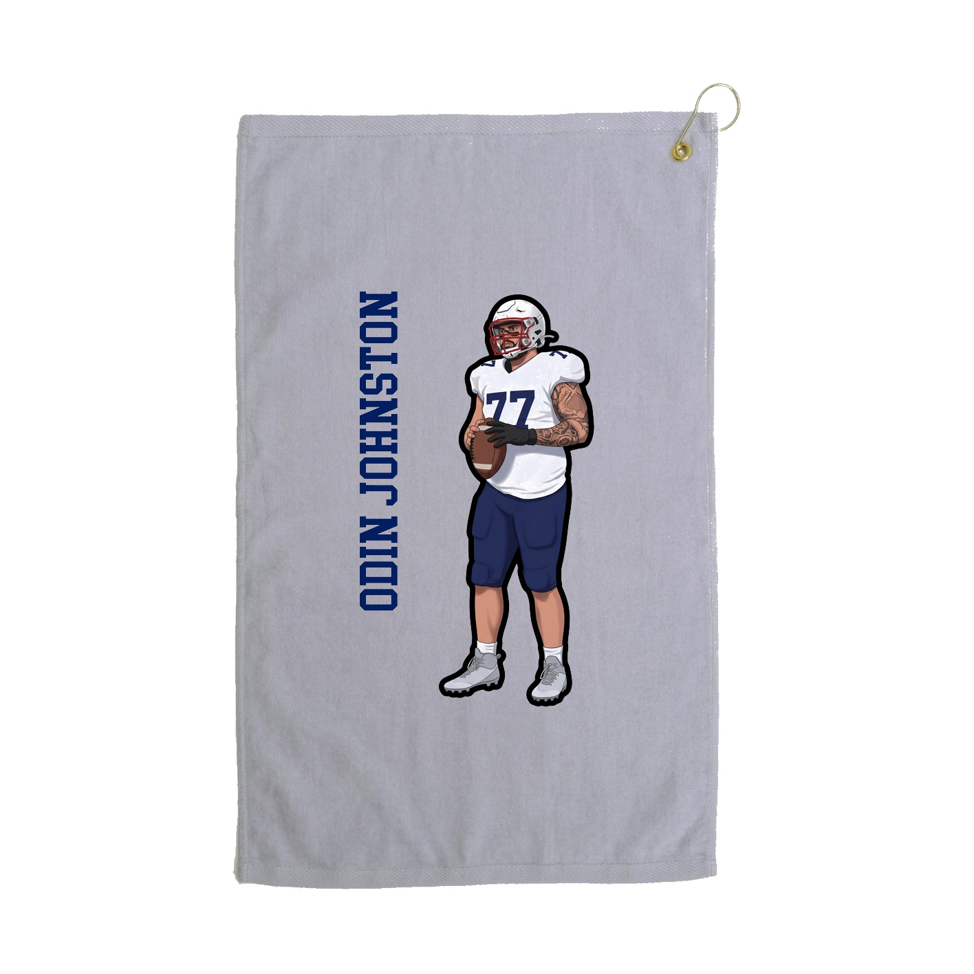 Golf Towel — Name Vertical in Grey