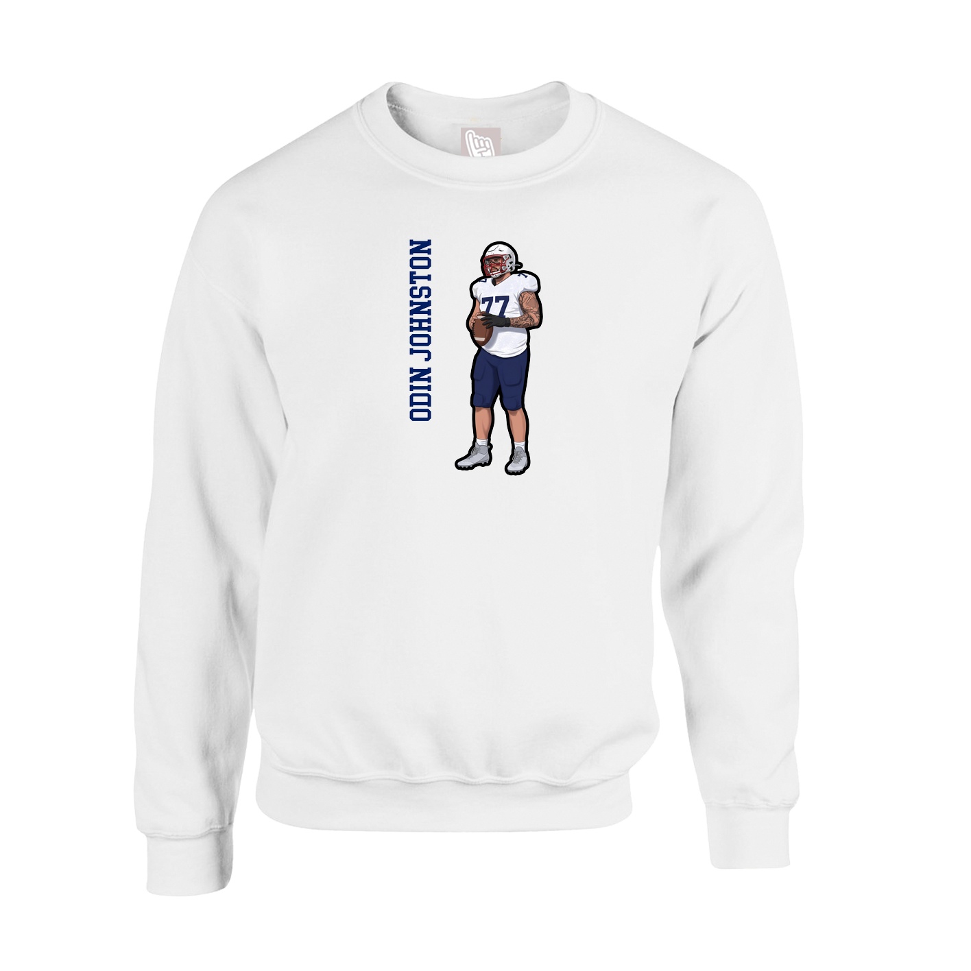 Fleece Crew — Name Vertical in White