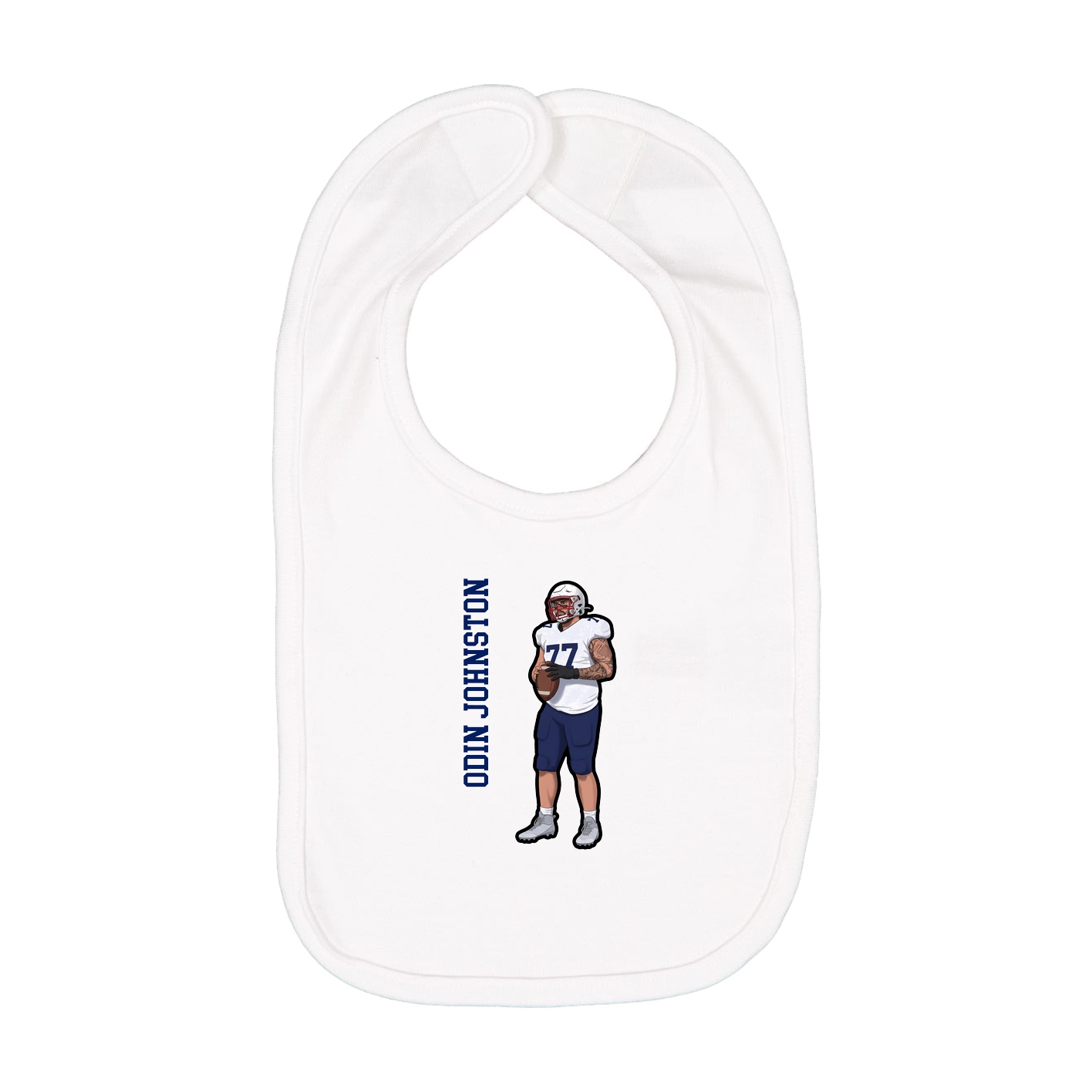 Infant Bib — Name Vertical in White