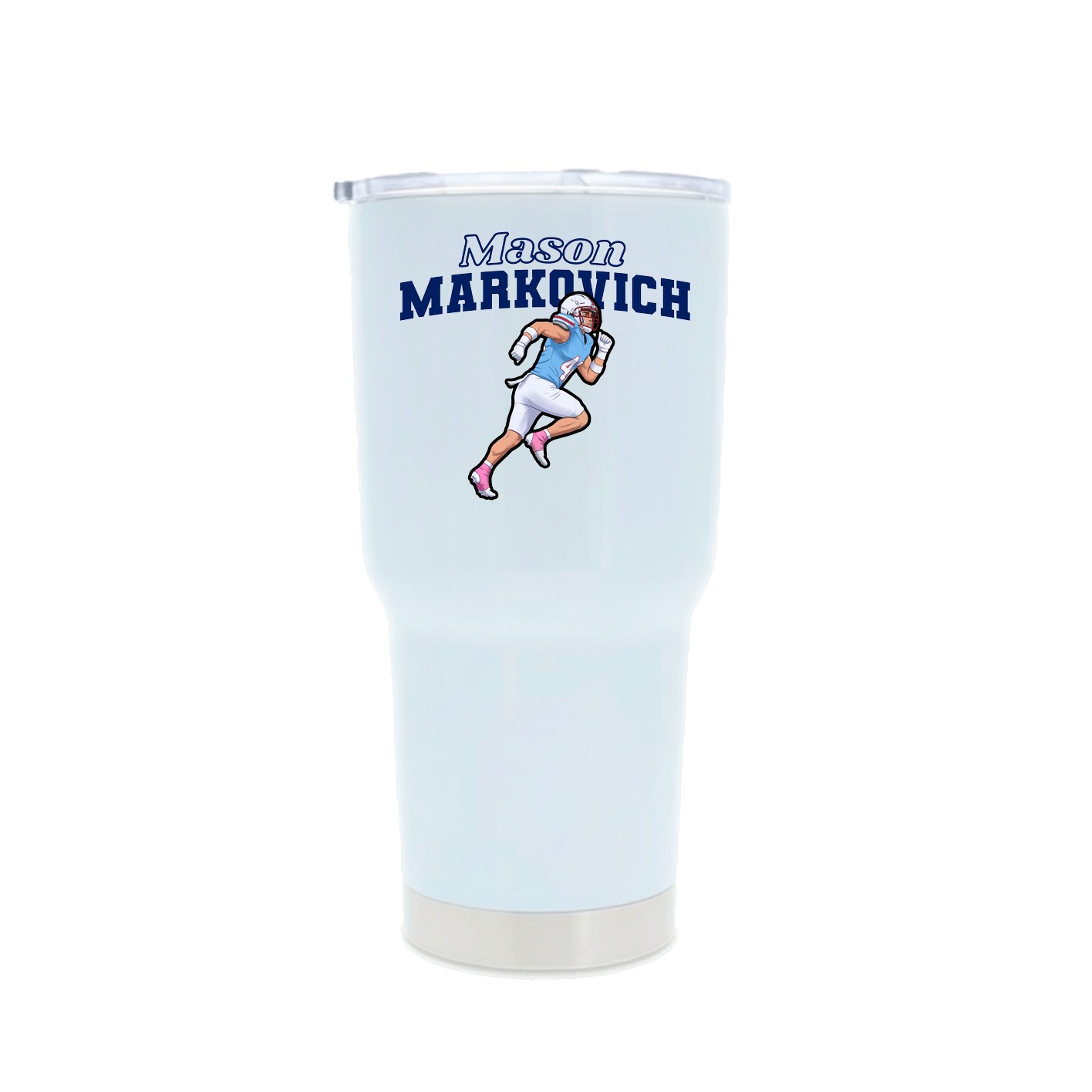 30oz Stainless Steel Tumbler — Name Arch in White