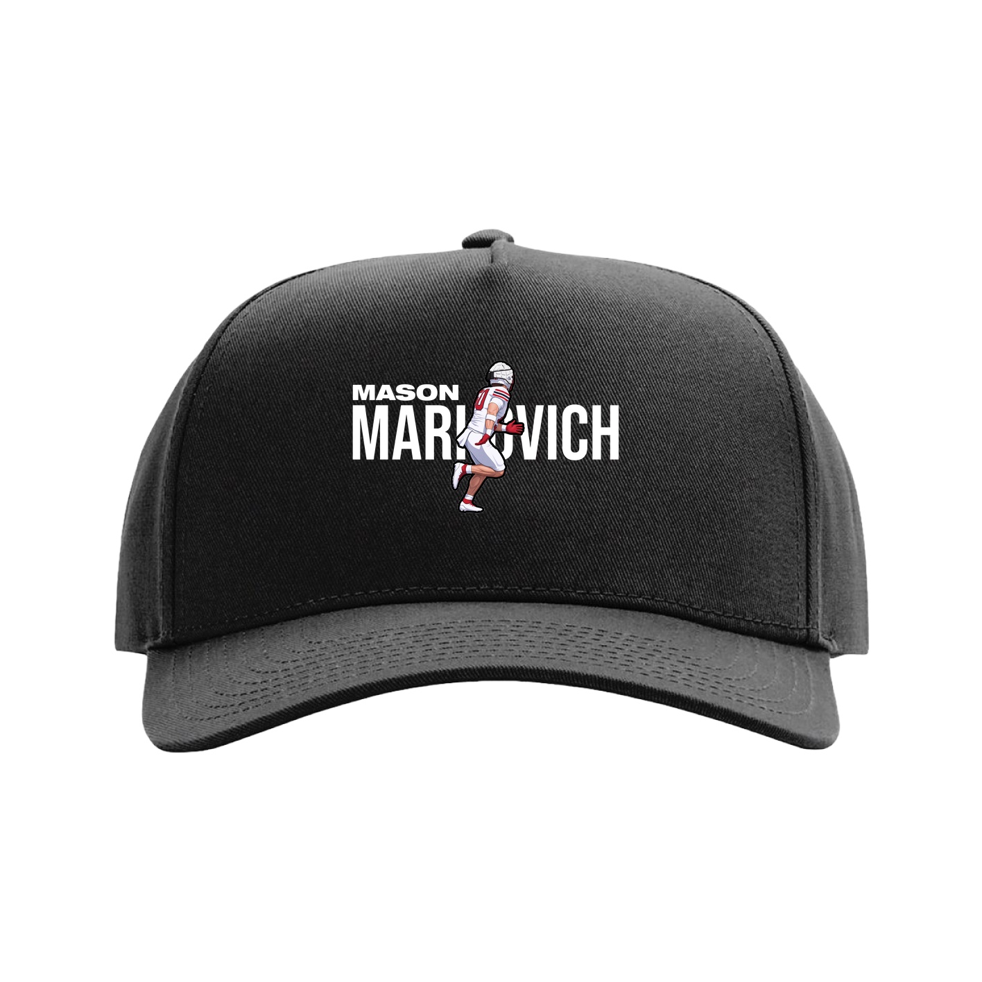 Full Fabric Five-Panel Champ Cap — Player Name in Black