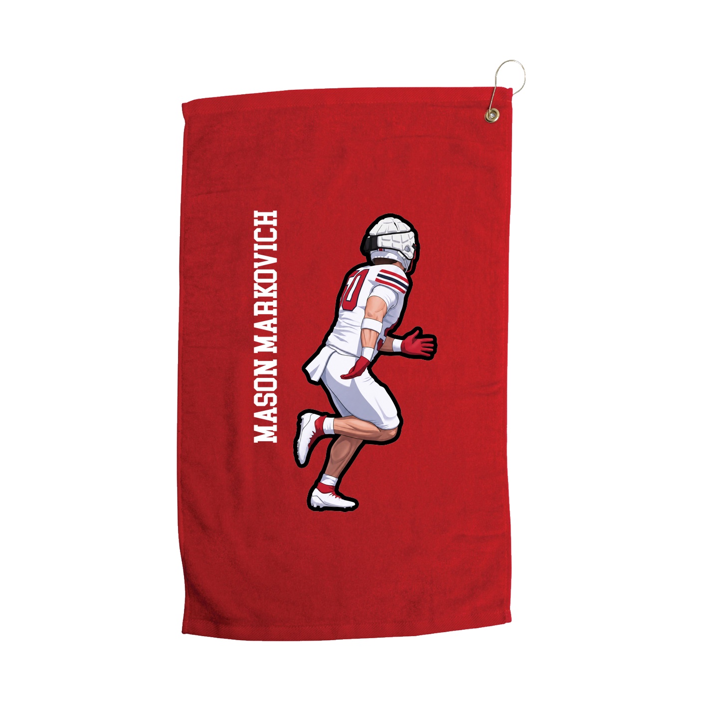 Golf Towel — Name Vertical in Red