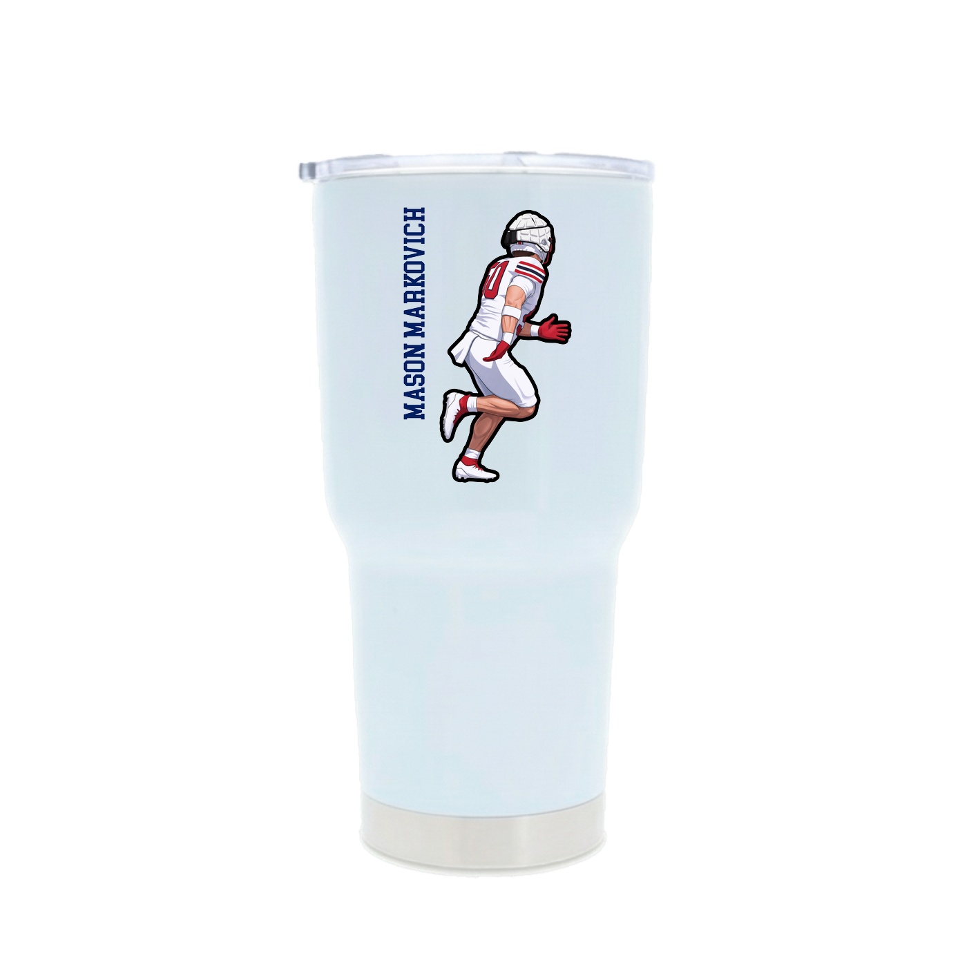 30oz Stainless Steel Tumbler — Name Vertical in White