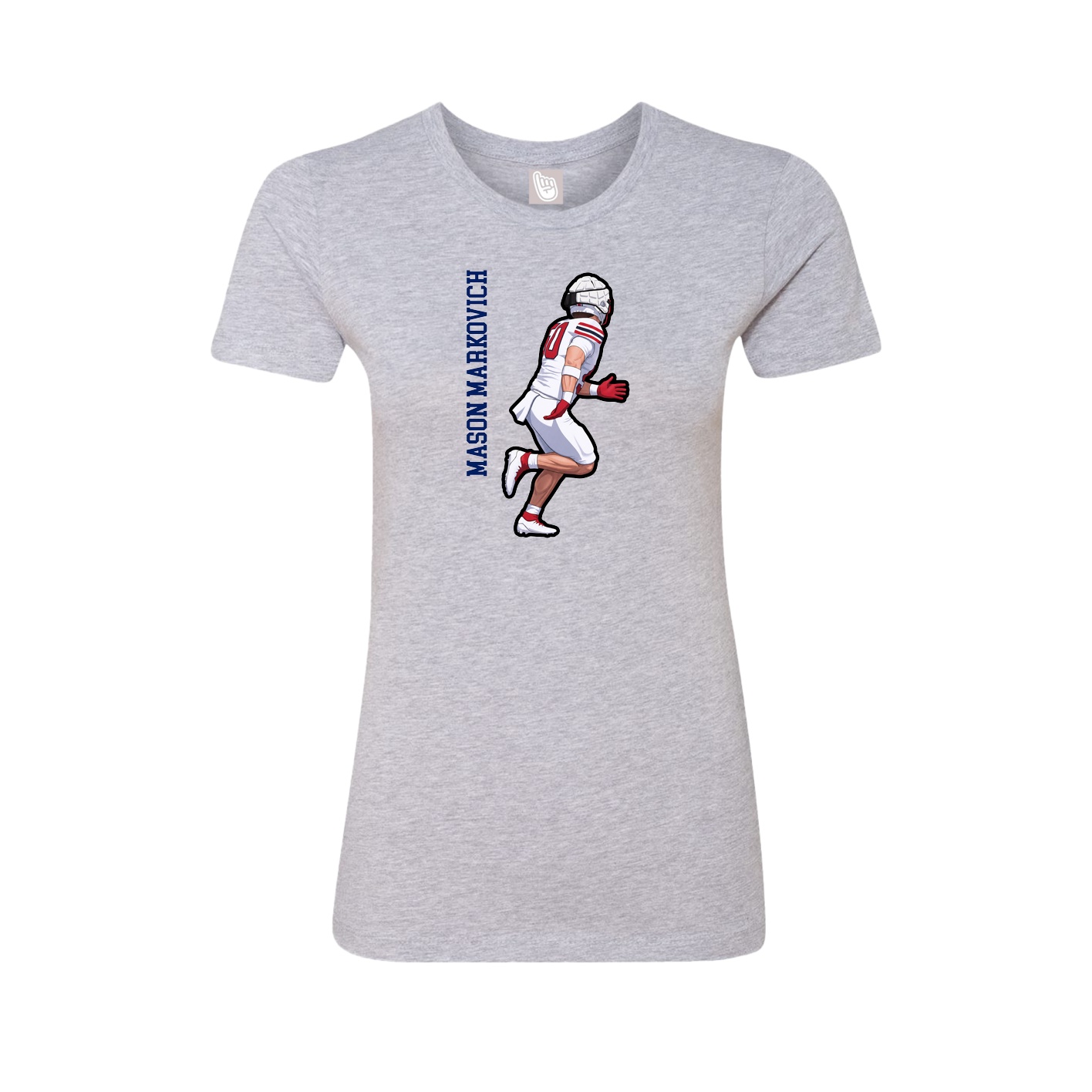 Fitted Women's Tee — Name Vertical in Grey