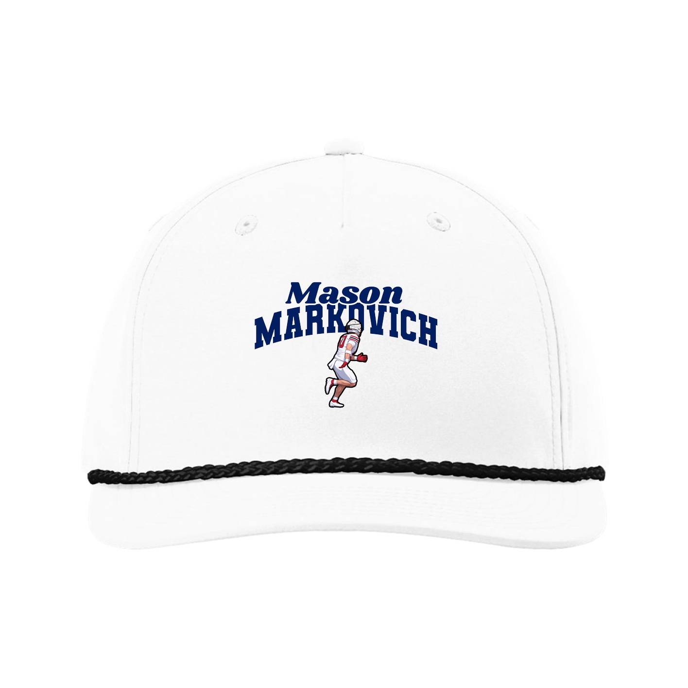 Five-Panel Classic Rope Cap — Signature Arch in White