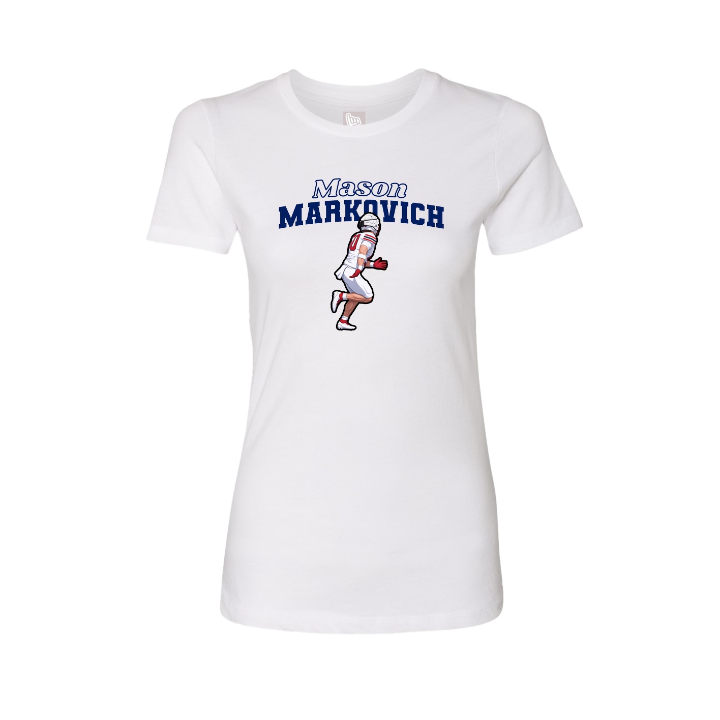 Fitted Women's Tee — Name Arch in White