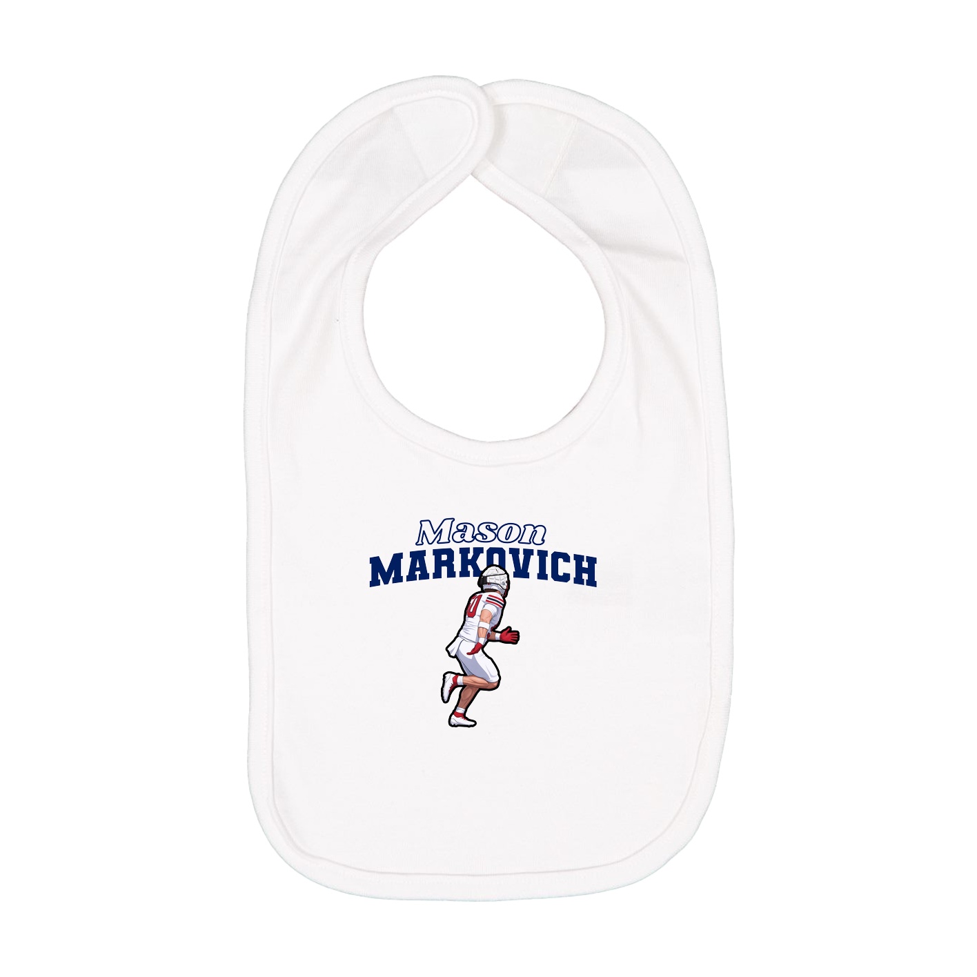 Infant Bib — Name Arch in White