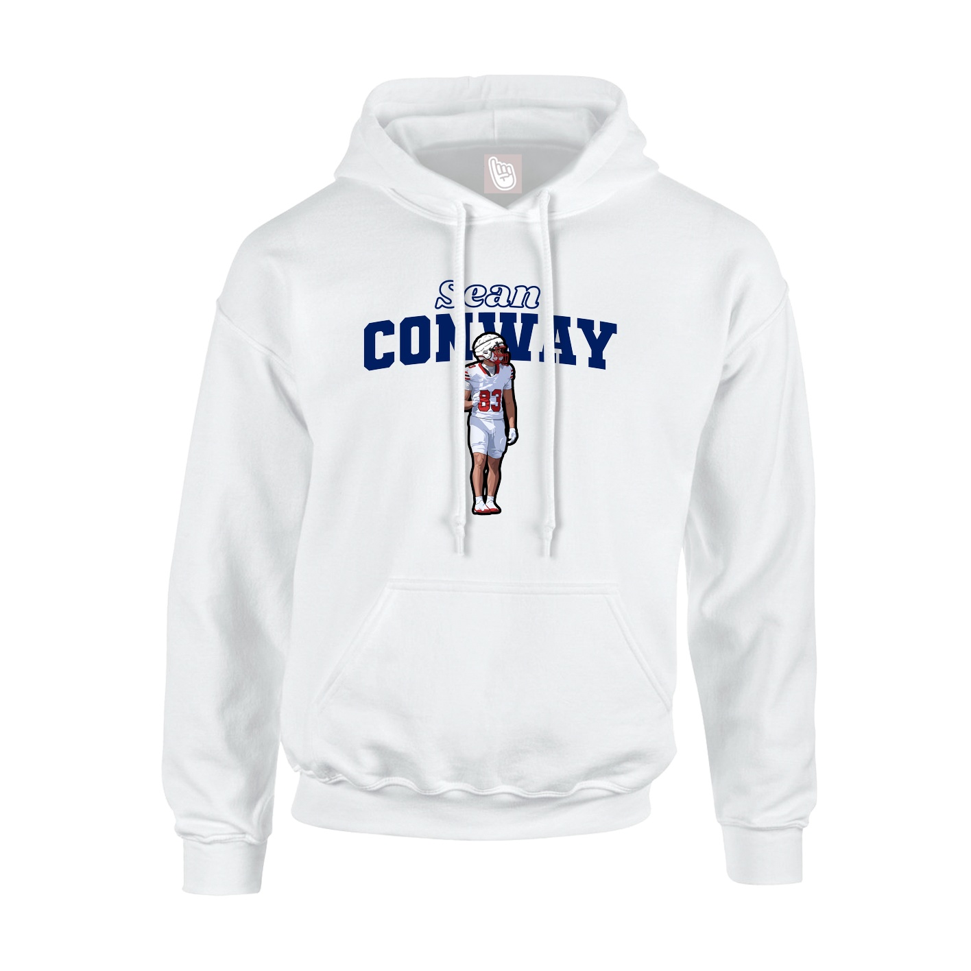 Youth Hoodie — Name Arch in White