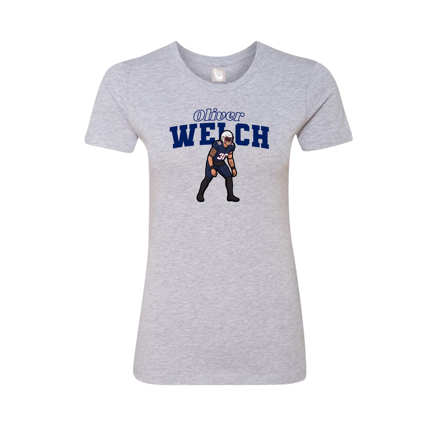 Fitted Women's Tee — Name Arch in Grey