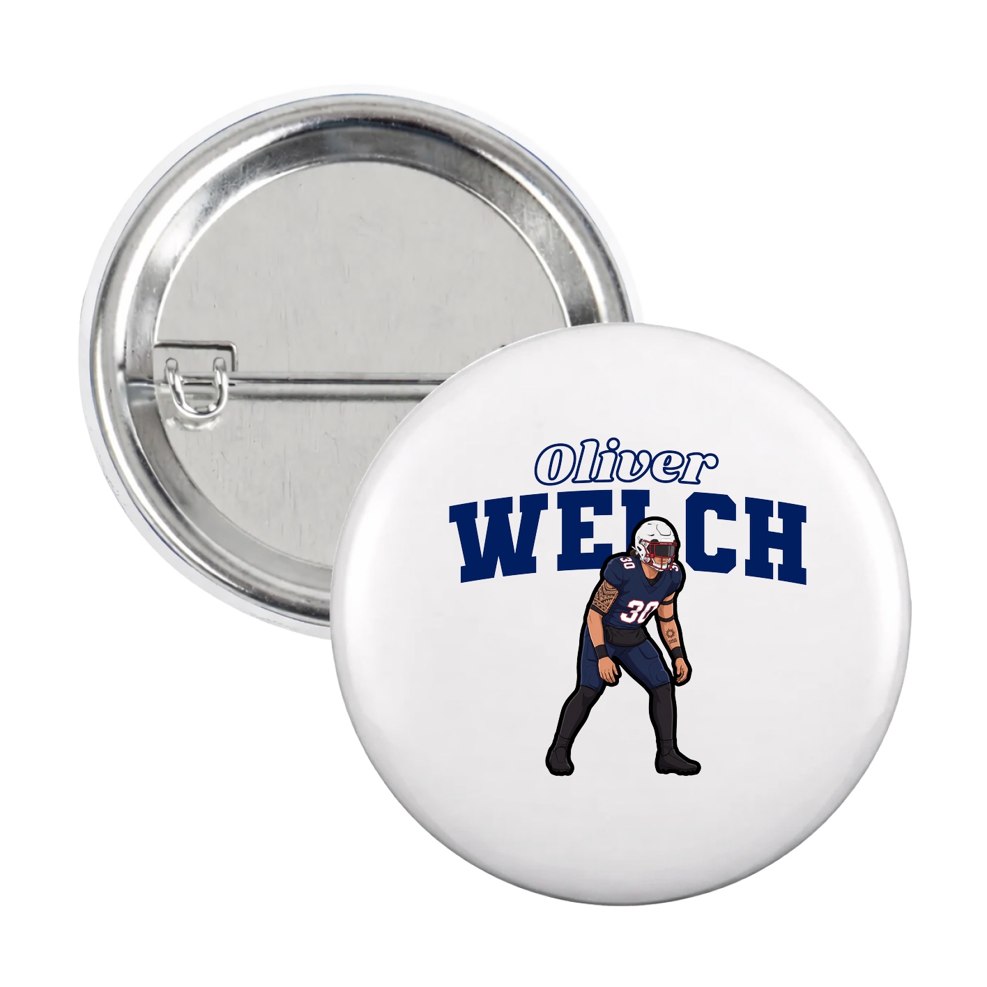 Game Day Button — Name Arch in White