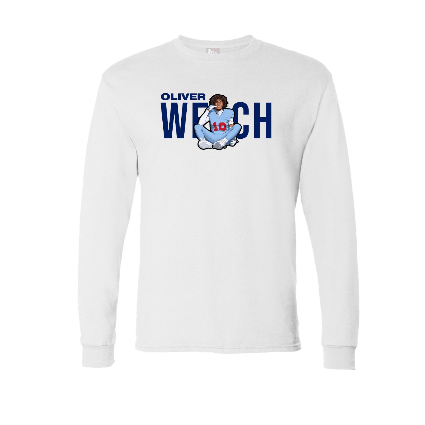 Long Sleeve Tee — Player Name in White